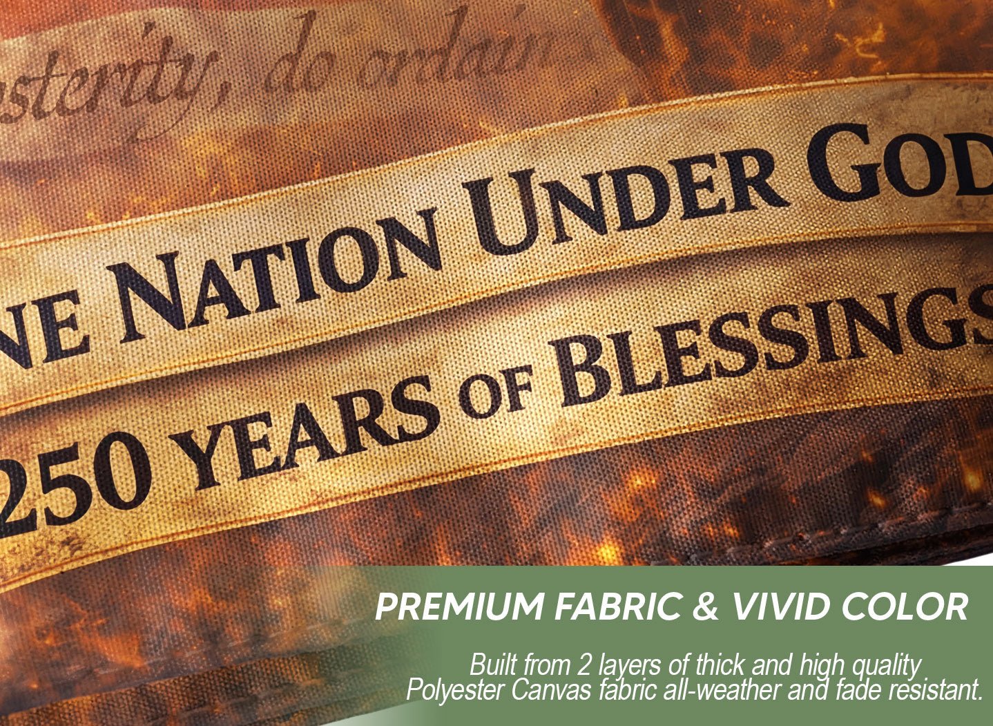 250 Year American Anniversary House Flag 1776–2026 Patriotic USA Flag One Nation Under God - Rust Field Wear