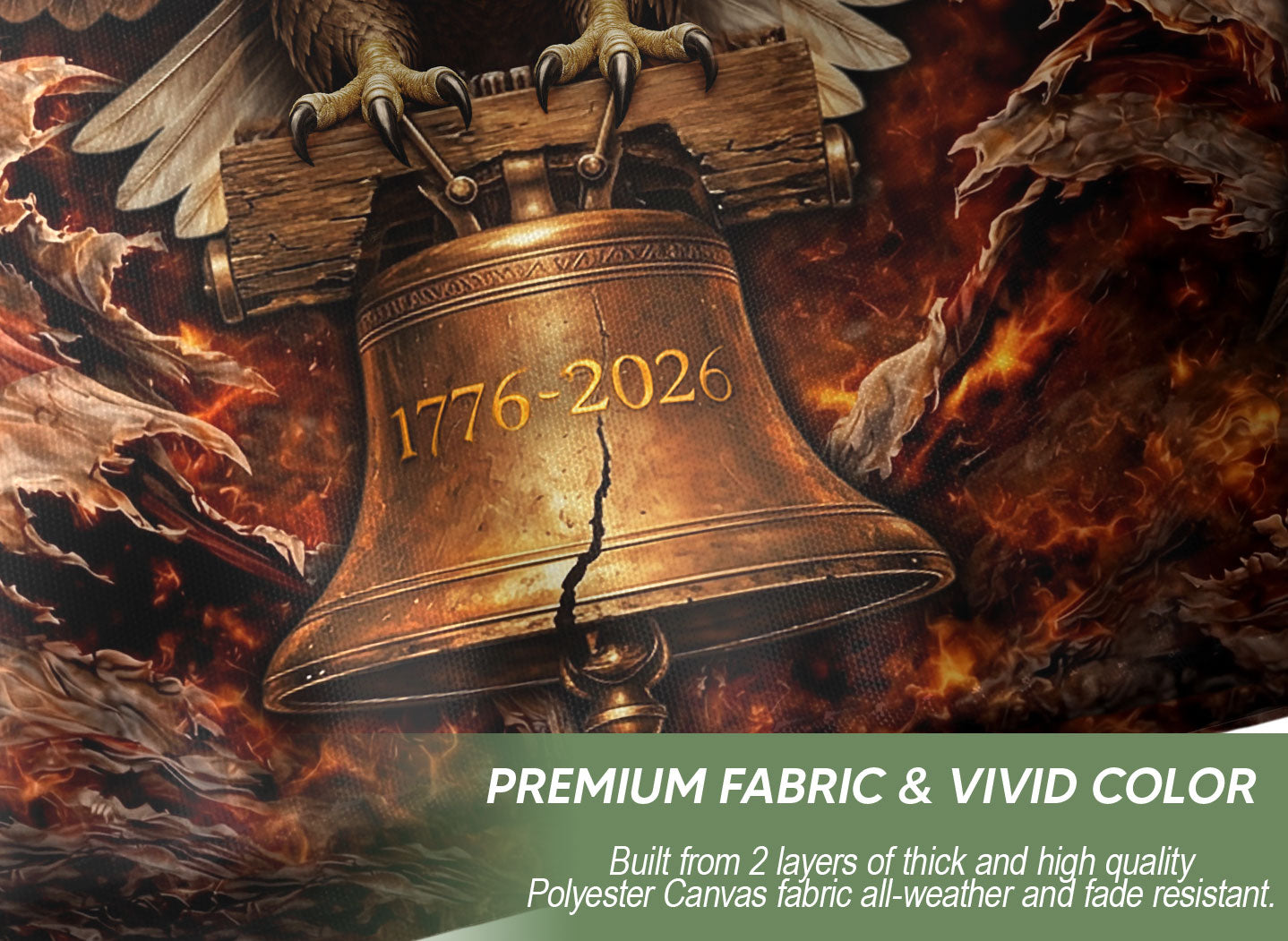 250 Years of Freedom Flag 1776-2026 Patriotic American Eagle Liberty Bell Banner