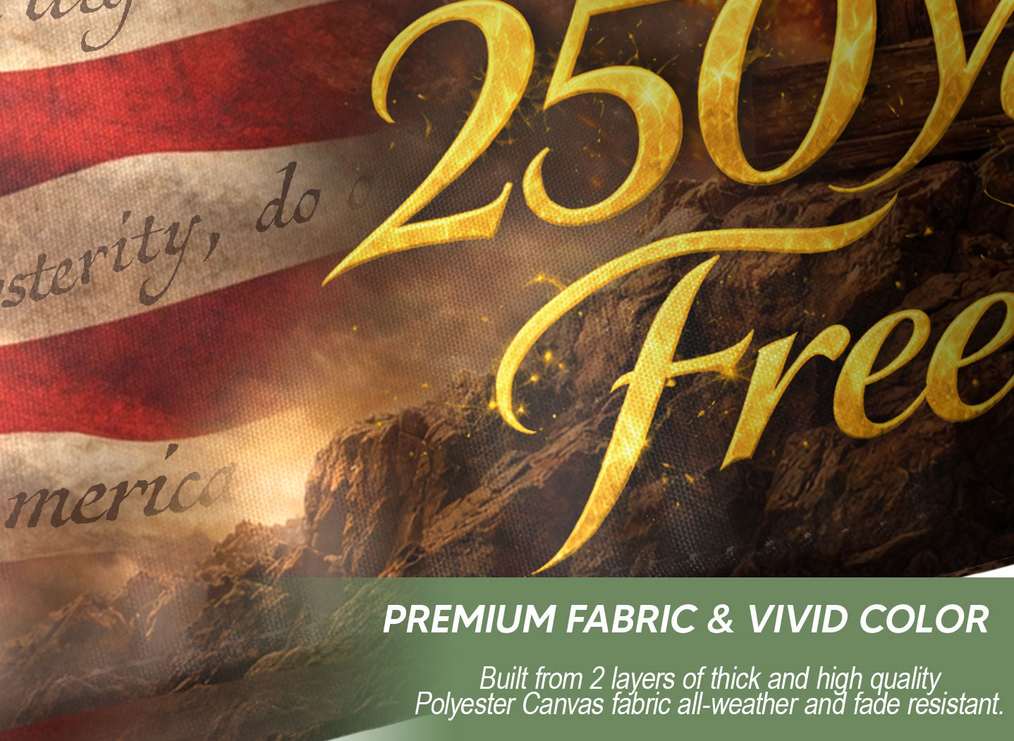 USA 250 Years of Freedom Flag - Liberty Bell & Cross Patriotic Outdoor Banner 1776-2026
