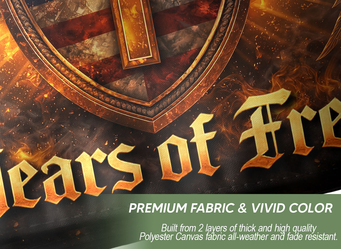 USA 250 Years of Freedom Flag - Patriotic Shield & Cross Outdoor Banner 1776-2026