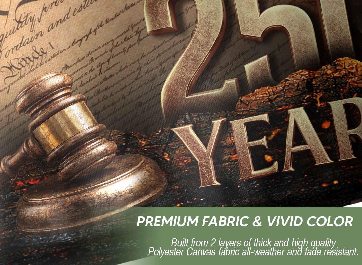Lady Justice House Flag 1776-2026 We The People 250 Years of Freedom Patriotic Decor - Rust Field Wear