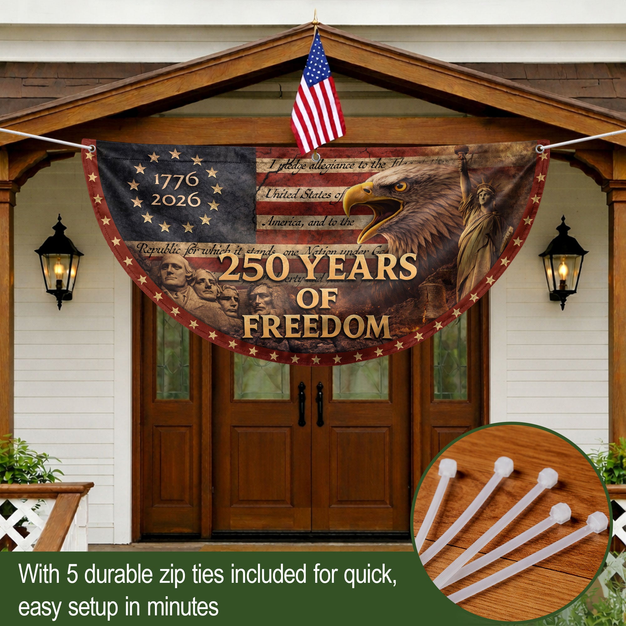 Fence Flag 250th Anniversary USA Flag 1776-2026 American Freedom Banner Decor