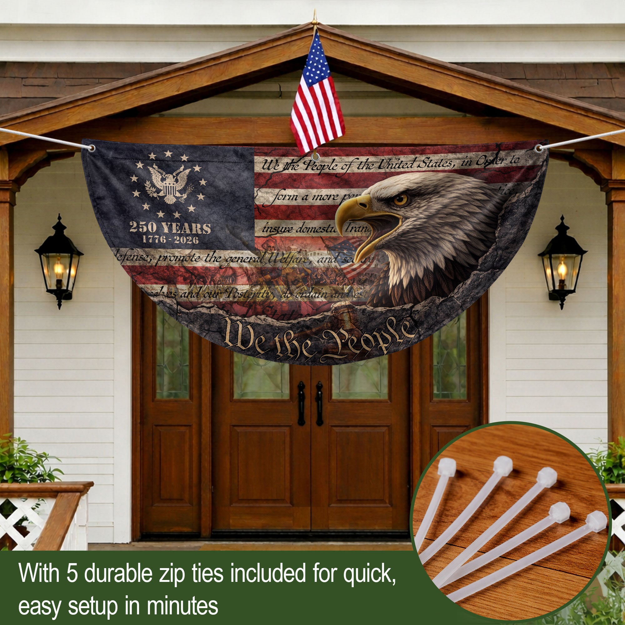 Fence Flag 250th Anniversary USA Flag 1776-2026 Eagle Patriotic Banner 250 Year American Anniversary Flag Decor