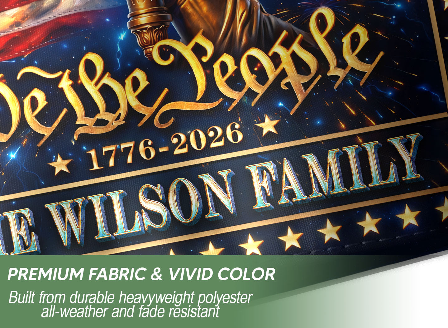 Custom Family Name Garden Flag 250 Years of Freedom 1776–2026 Patriotic Torch