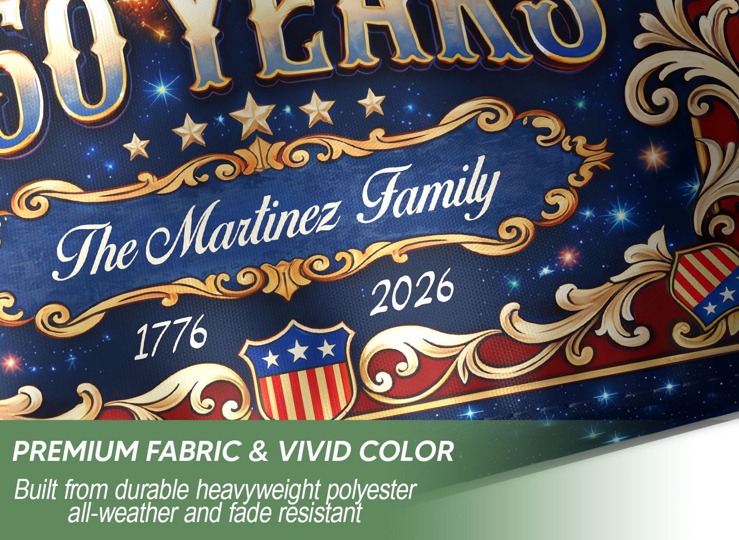 Custom Family Name 250th Anniversary Garden Flag – USA Eagle & 'We the People' 1776-2026
