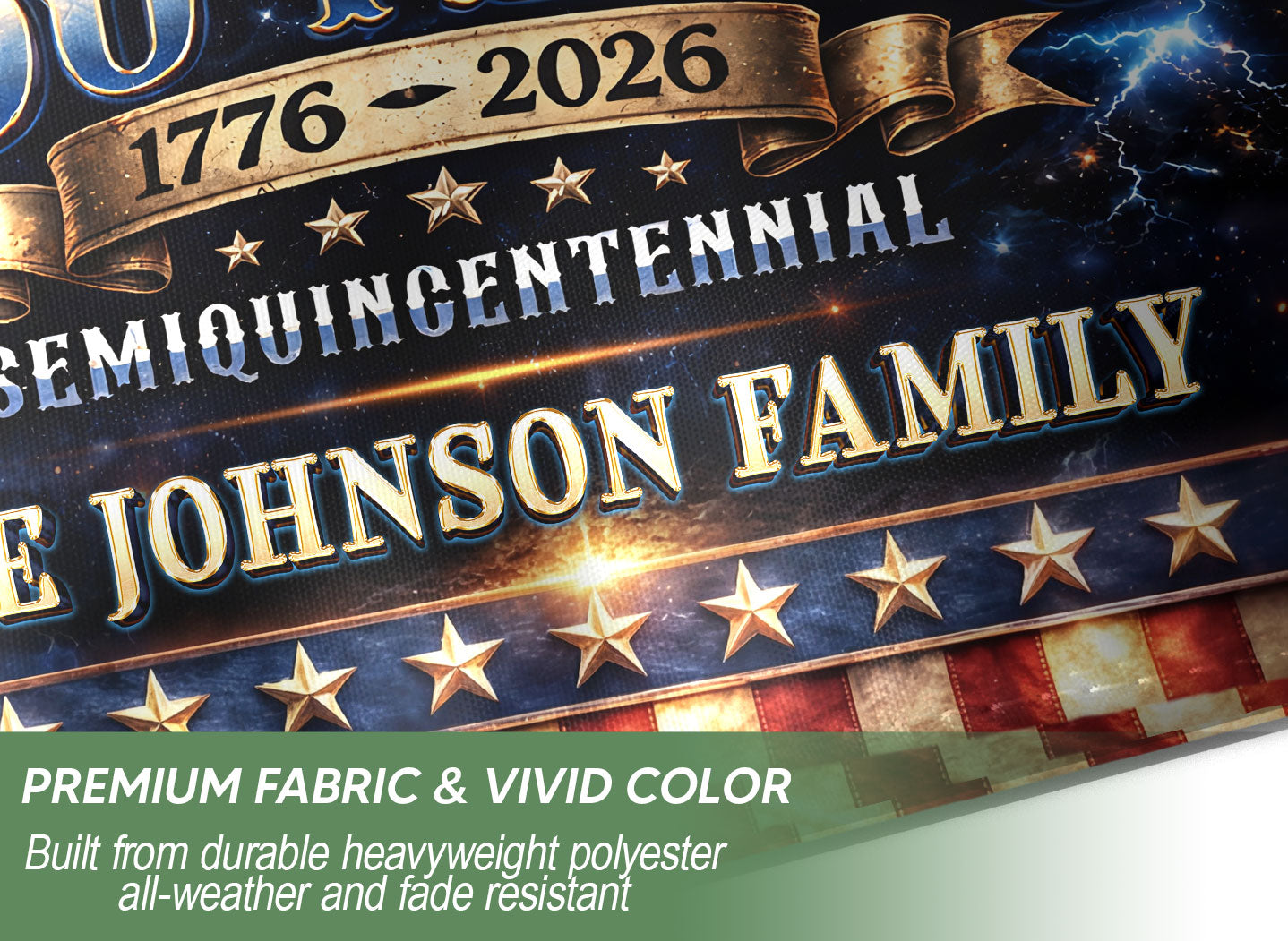 Custom Family Name 250th Anniversary Garden Flag – USA Ship & Navy 1776-2026