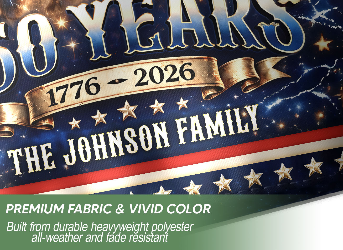 Custom Family Name 250th Anniversary Garden Flag – George Washington & USA Flag 1776-2026
