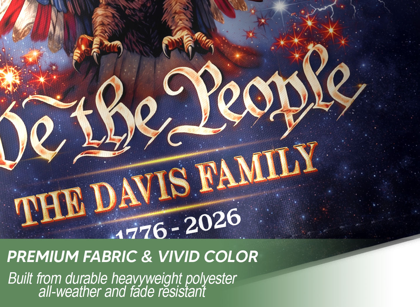 Custom Family Name 250th Anniversary Garden Flag – Founding Fathers, Eagle & Capitol 1776-2026