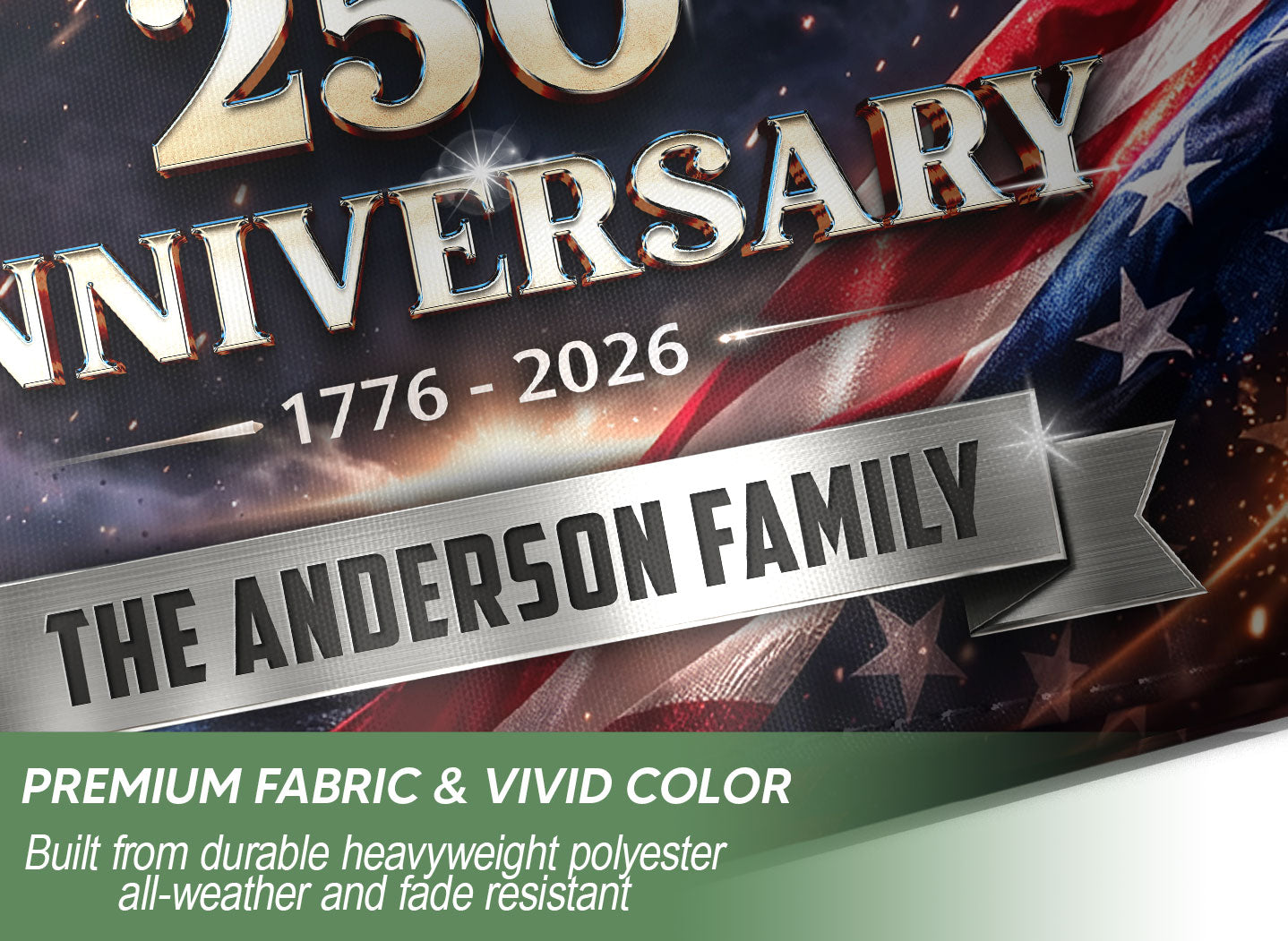 250th Anniversary USA Garden Flag – Custom Family Name with Eagle & Stars 1776-2026