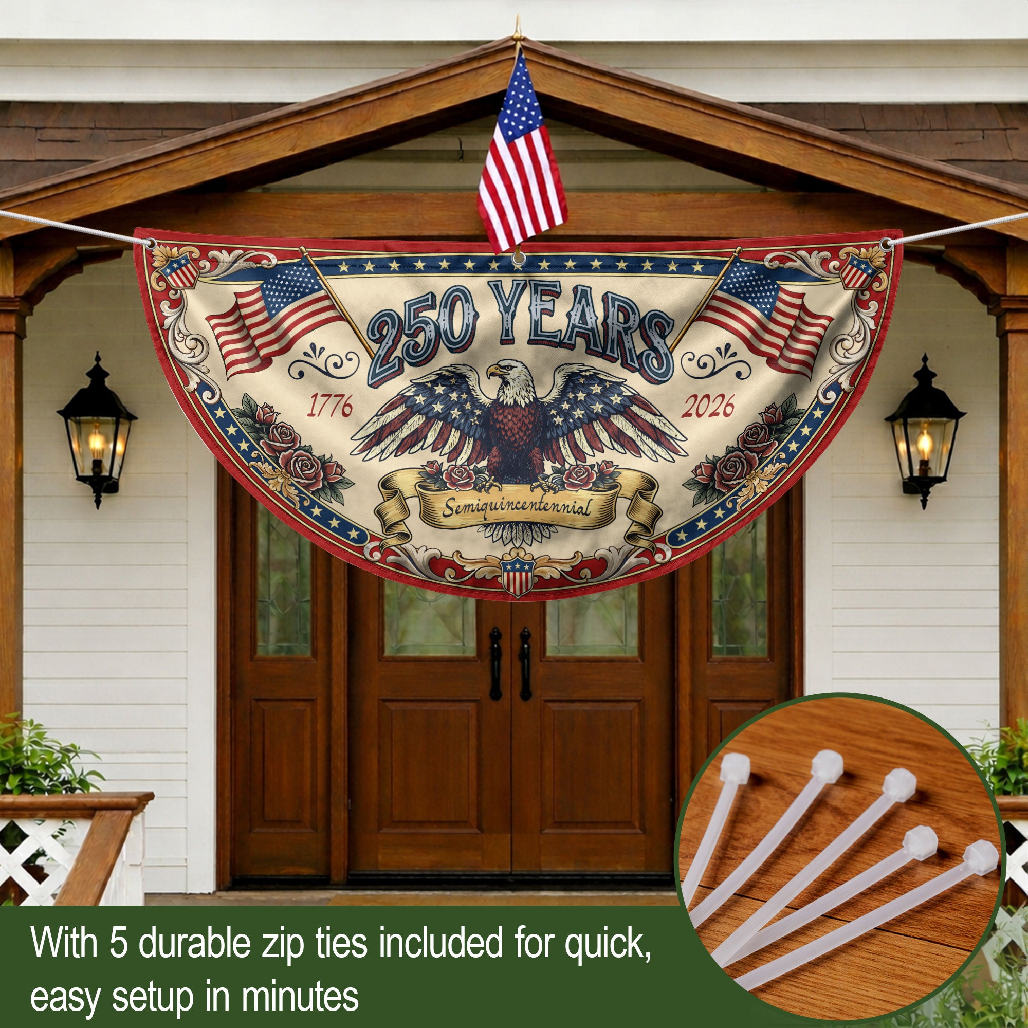 250th Anniversary USA Fence Flag - Patriotic Decor for 2026 Celebration