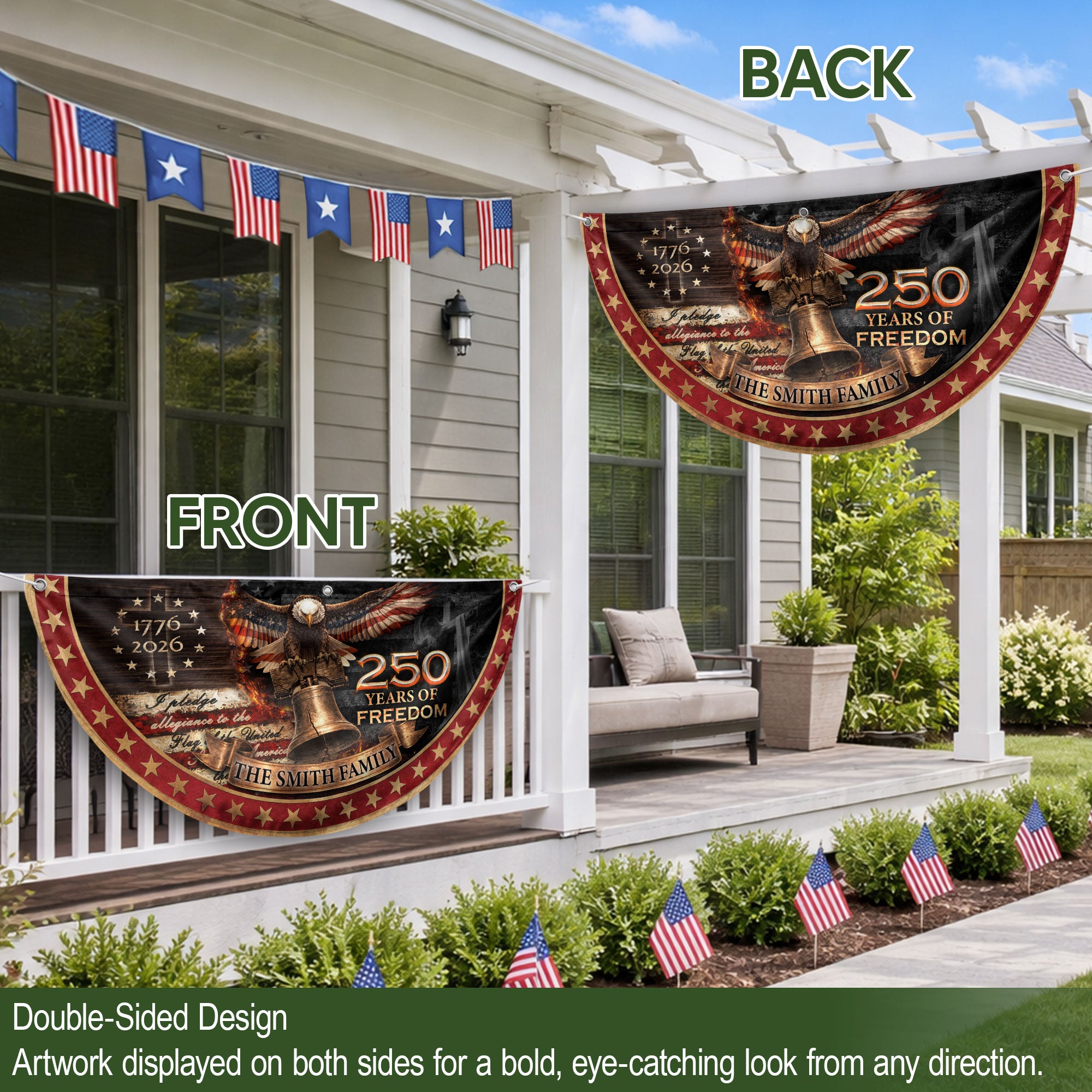 250 Anniversary USA Flag Fence Flag Custom Family Name Christian 250 Years Freedom Flag Design