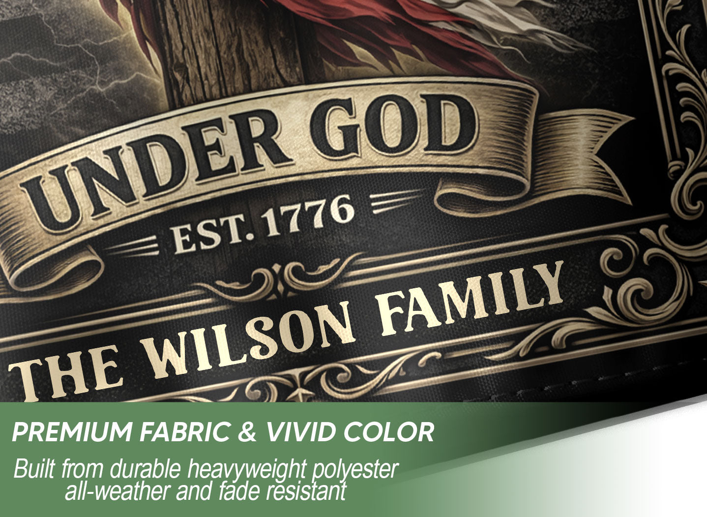 Personalized Family Name Garden Flag 250 Years Under God Cross Patriotic Outdoor Decor
