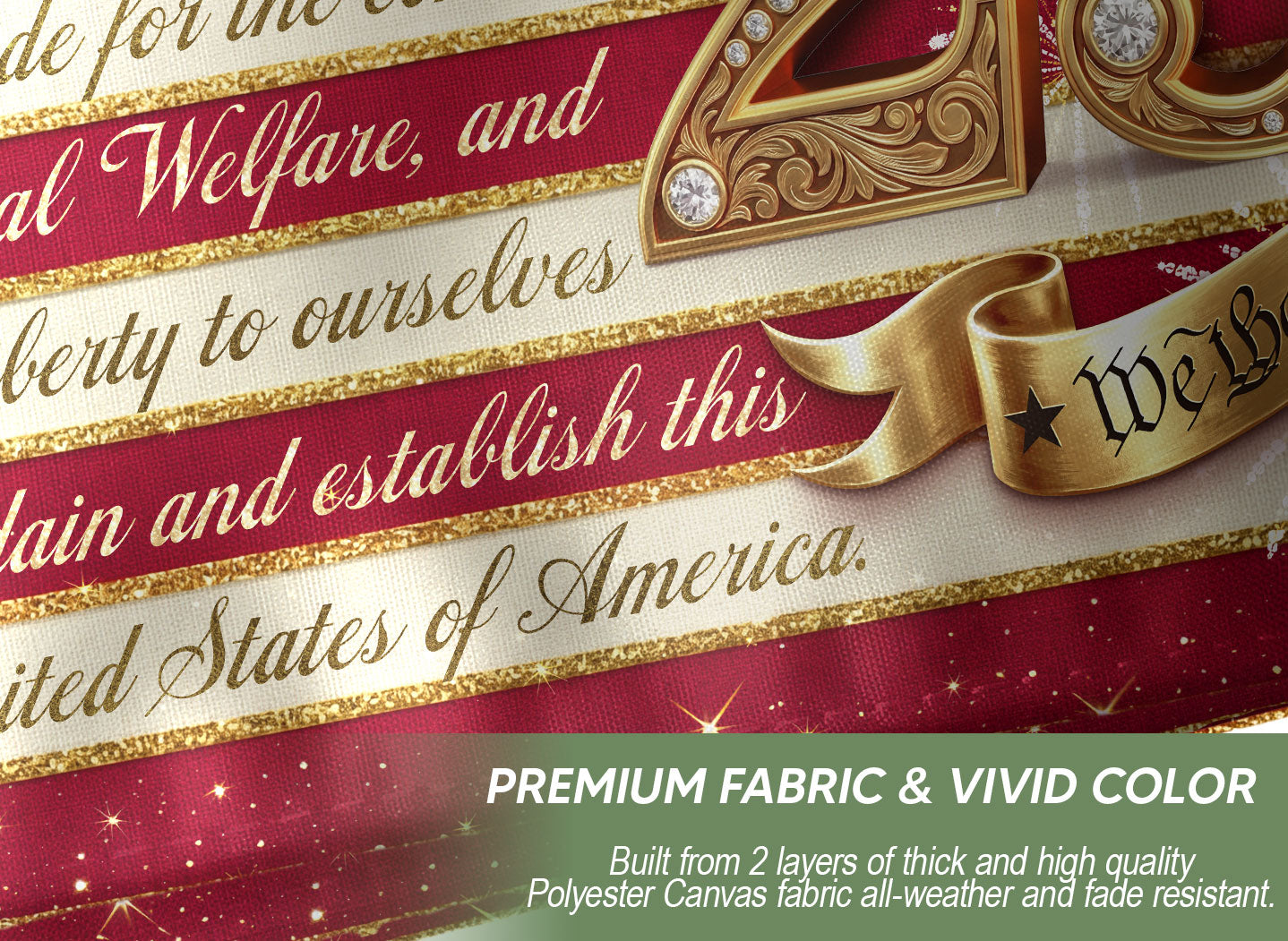 USA 250 Years Patriotic Flag - Golden Eagle & Diamond Constitution Banner 1776-2026