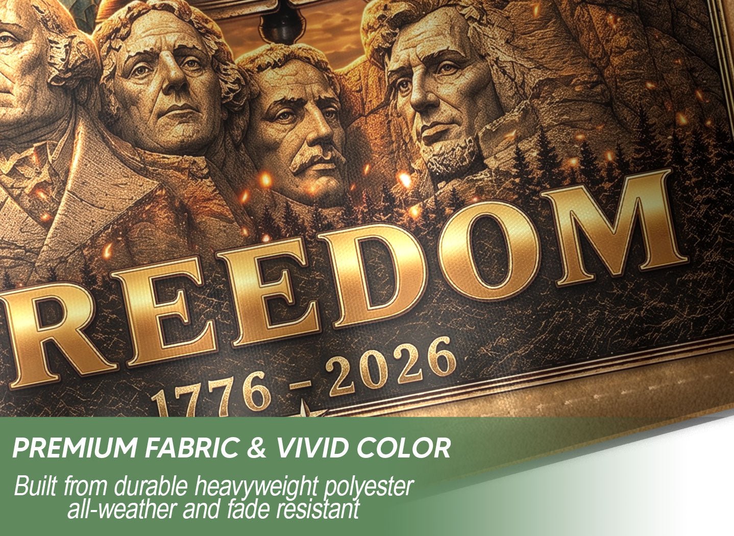 USA 250 Years of Freedom House Flag - Mt. Rushmore & Liberty Icons Patriotic Banner - Rust Field Wear