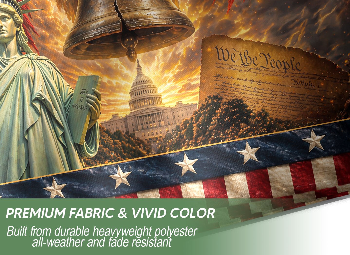 United States 250th Anniversary House Flag - Cinematic Liberty & Capitol Patriotic Banner - Rust Field Wear