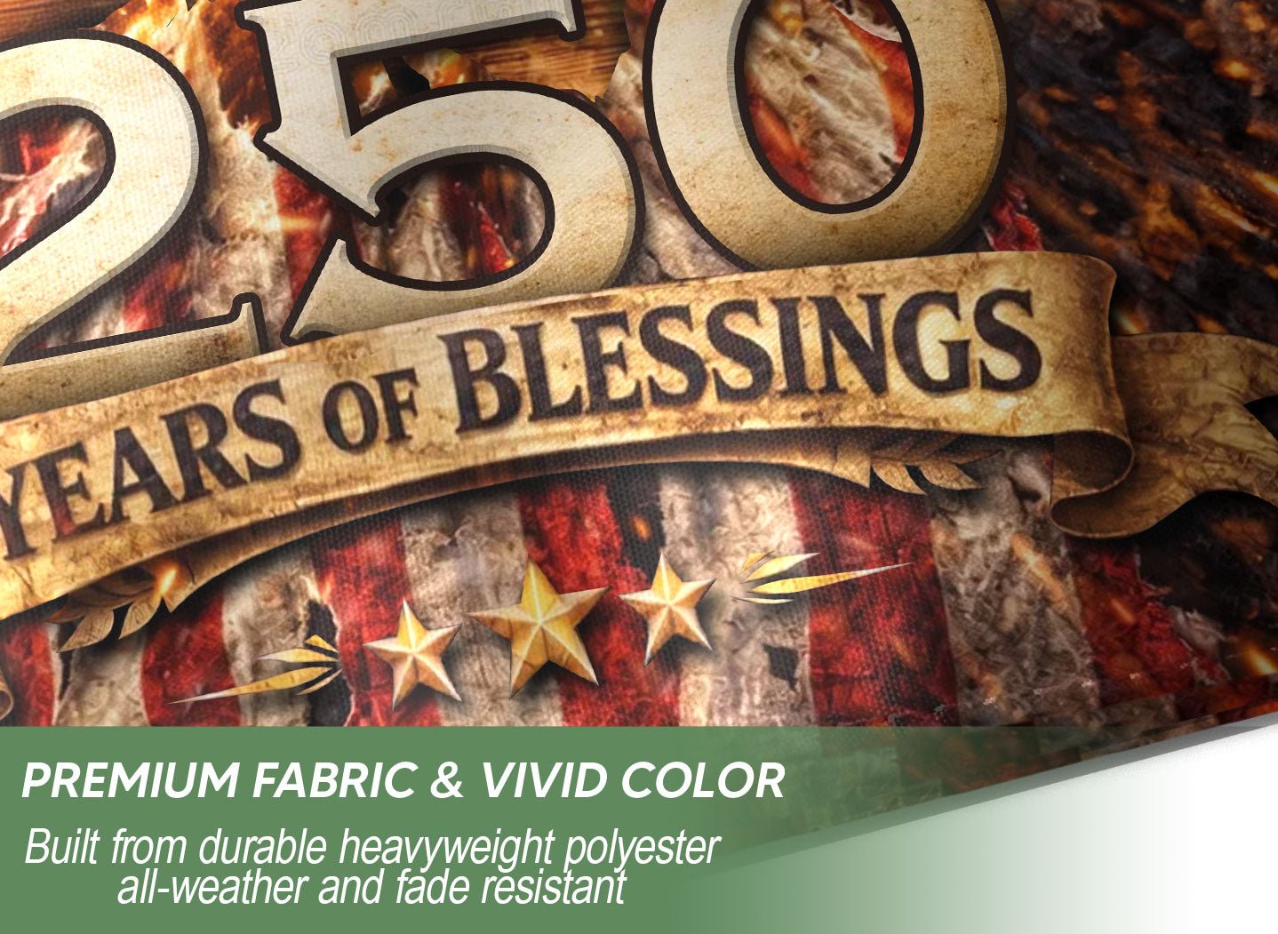 250 Years of Blessings House Flag 1776-2026 One Nation Under God Christian Decor - Rust Field Wear