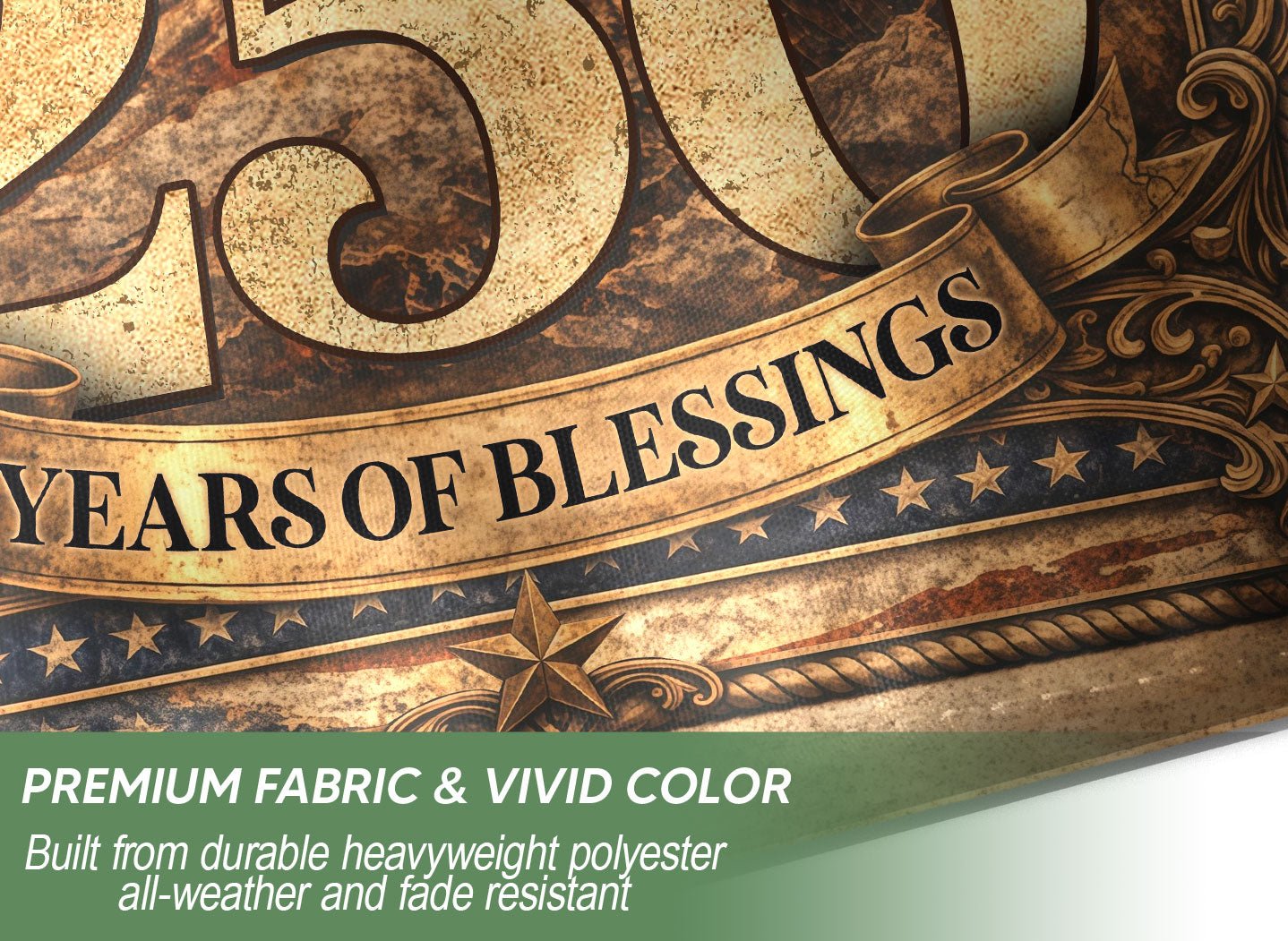 1776-2026 Anniversary Garden Flag 250 Years of Blessings One Nation Under God Eagle - Rust Field Wear