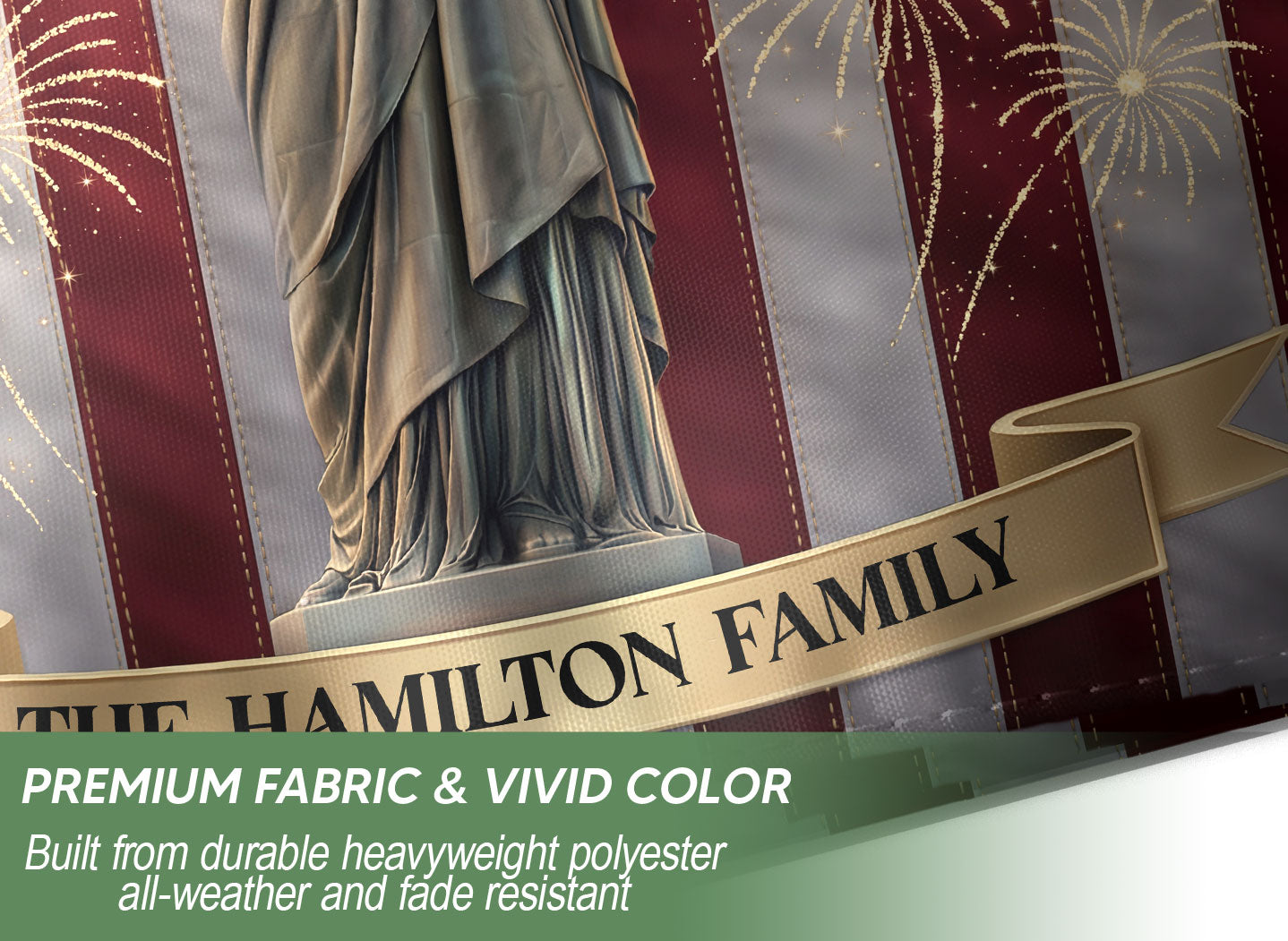 Custom Family Name United States 250 Years Statue of Liberty Patriot Garden Flag Banner