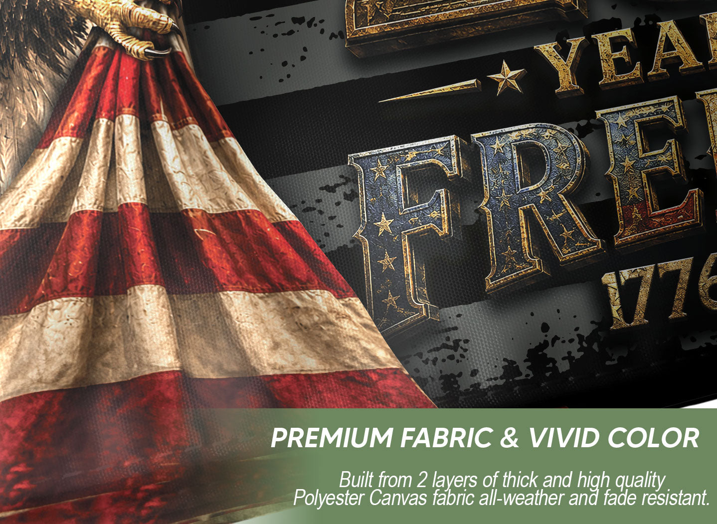 250 Years of Freedom Flag 1776-2026 Patriotic Bald Eagle Liberty Bell US Banner