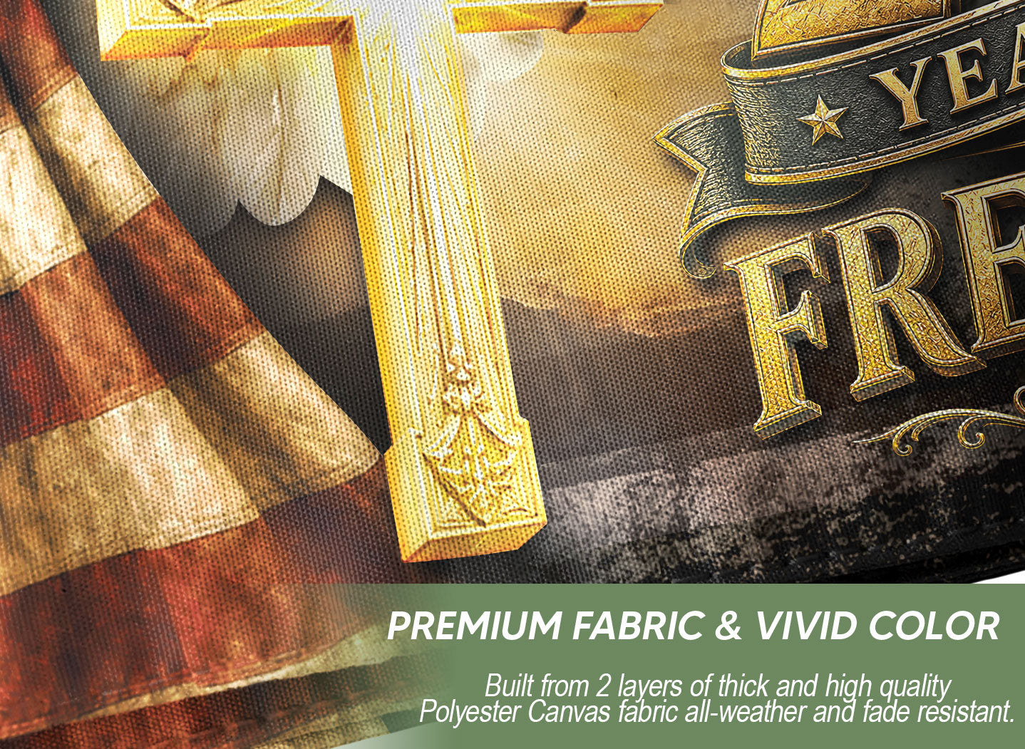 250 Years of Freedom Flag 1776-2026 Patriotic Bald Eagle Cross Liberty US Banner