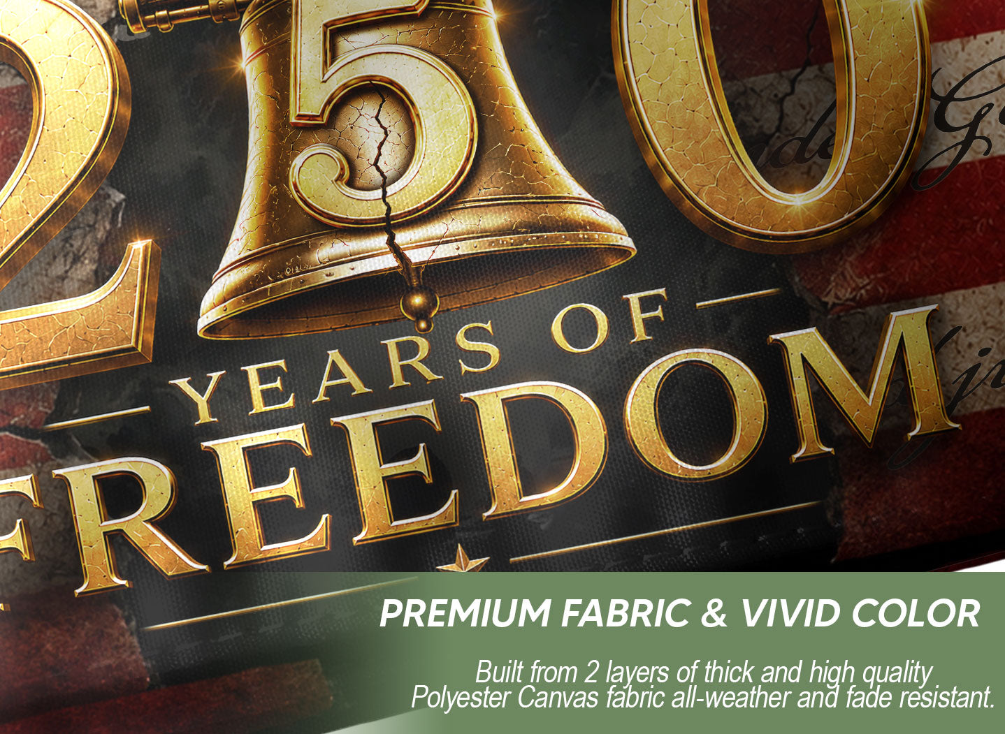 250 Years of Freedom Flag 1776-2026 Eagle Liberty Bell Statue of Liberty US Banner