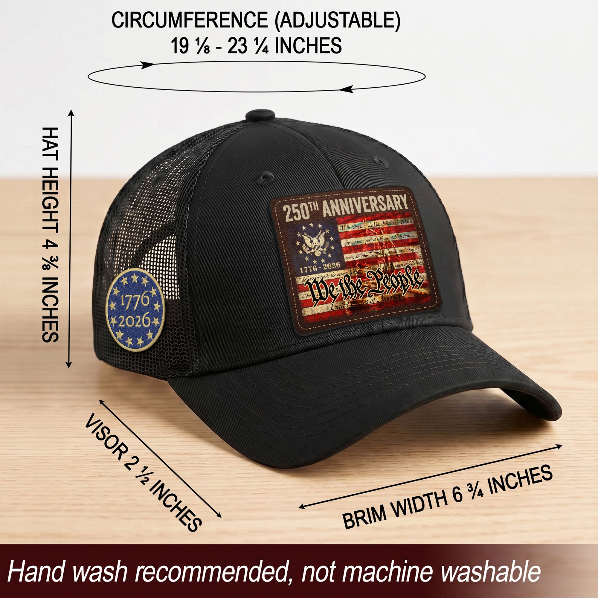 US 250th Anniversary Leather Patch Hat We The People Constitution Trucker Cap upsale