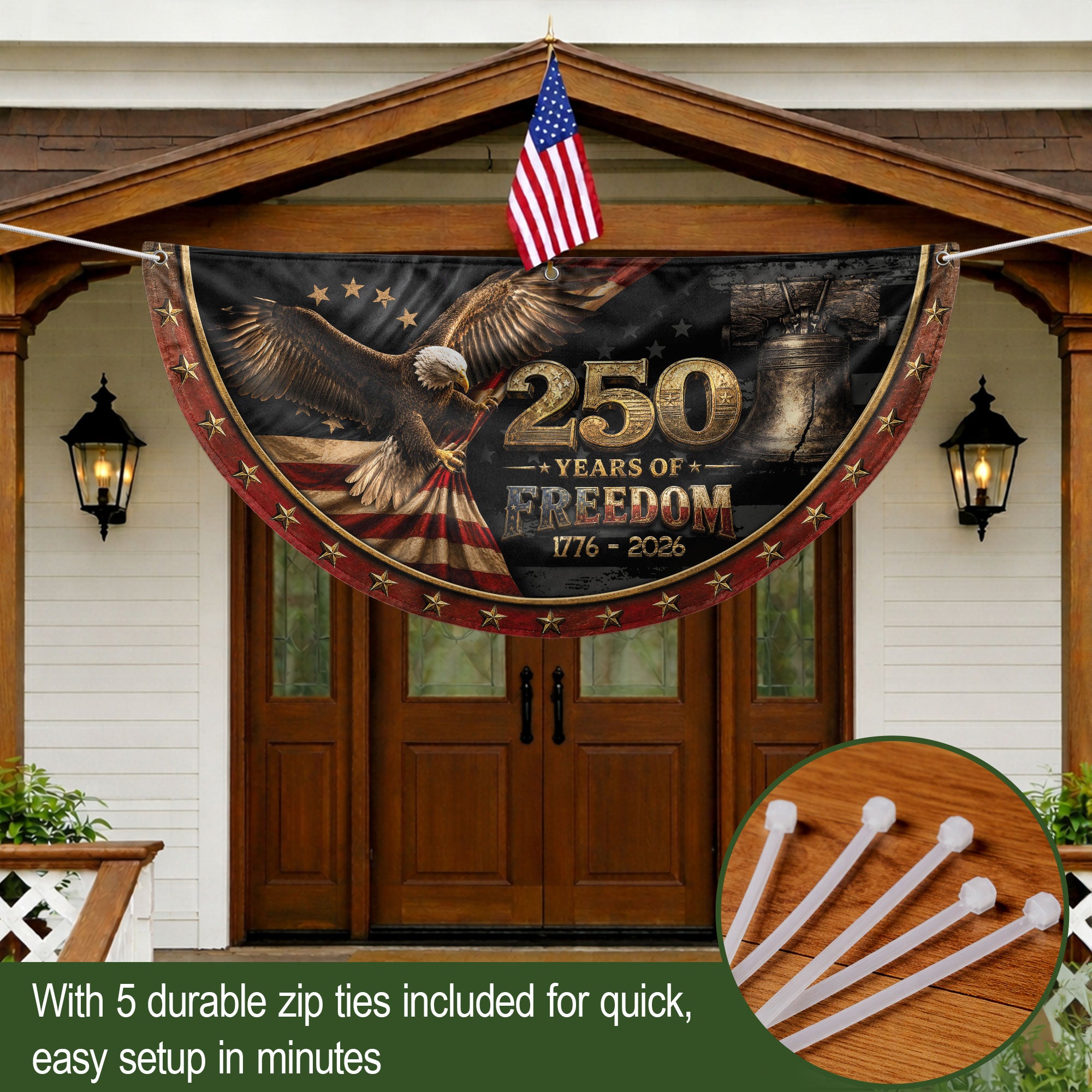 Fence Flag 250 Years Freedom Banner | 1776-2026 Eagle Liberty Bell Outdoor Decor