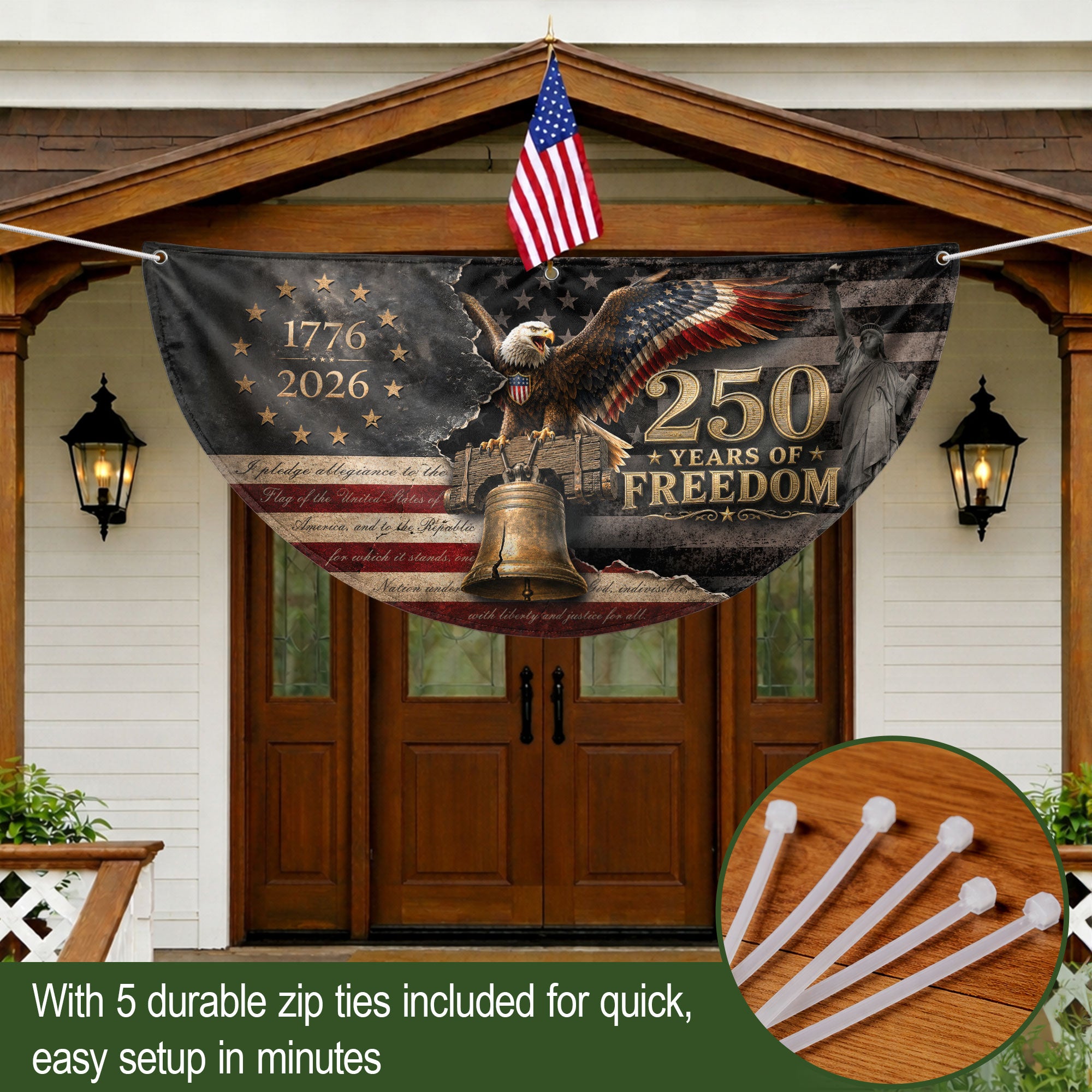 Fence Flag 250 Years Freedom Banner | 1776-2026 Liberty Bell Eagle Outdoor Decor