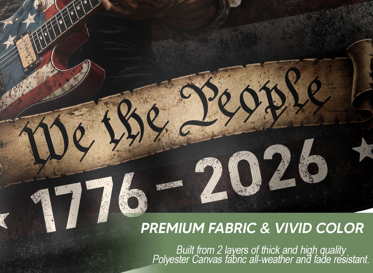 250 Years of Freedom Flag 1776-2026 Abraham Lincoln Guitar Patriotic US Banner