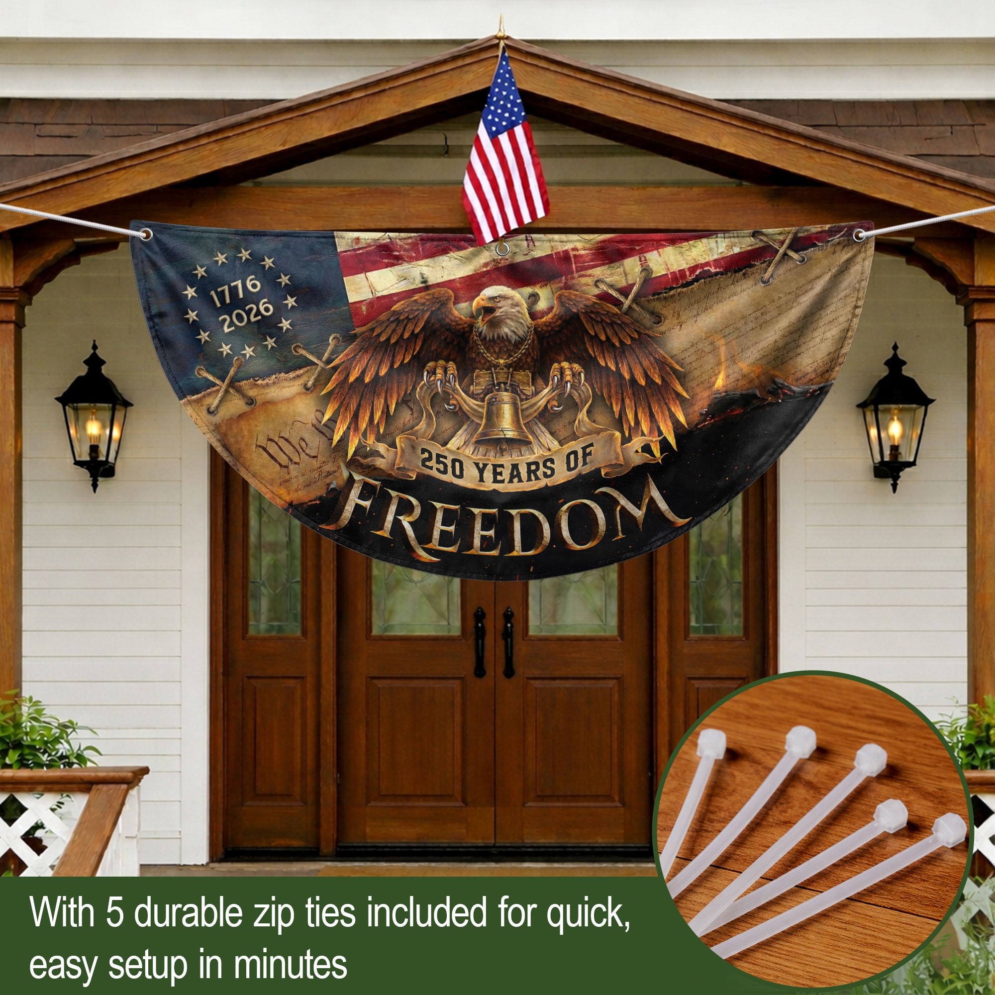 250th Anniversary US Fence Flag 1776-2026 Patriotic Eagle Outdoor Bunting Banner