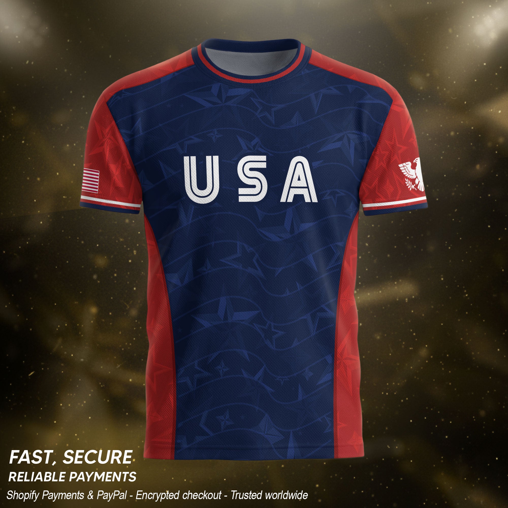 Navy Orange USA Soccer Jersey Men Patriotic Stars Stripes American Football Shirt Fan Gear