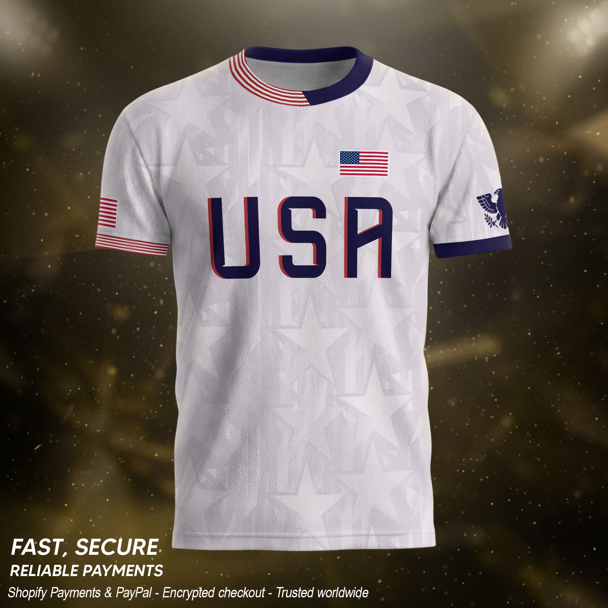 White USA Soccer Jersey Men Patriotic United States Football Shirt Team Sportswear Gift