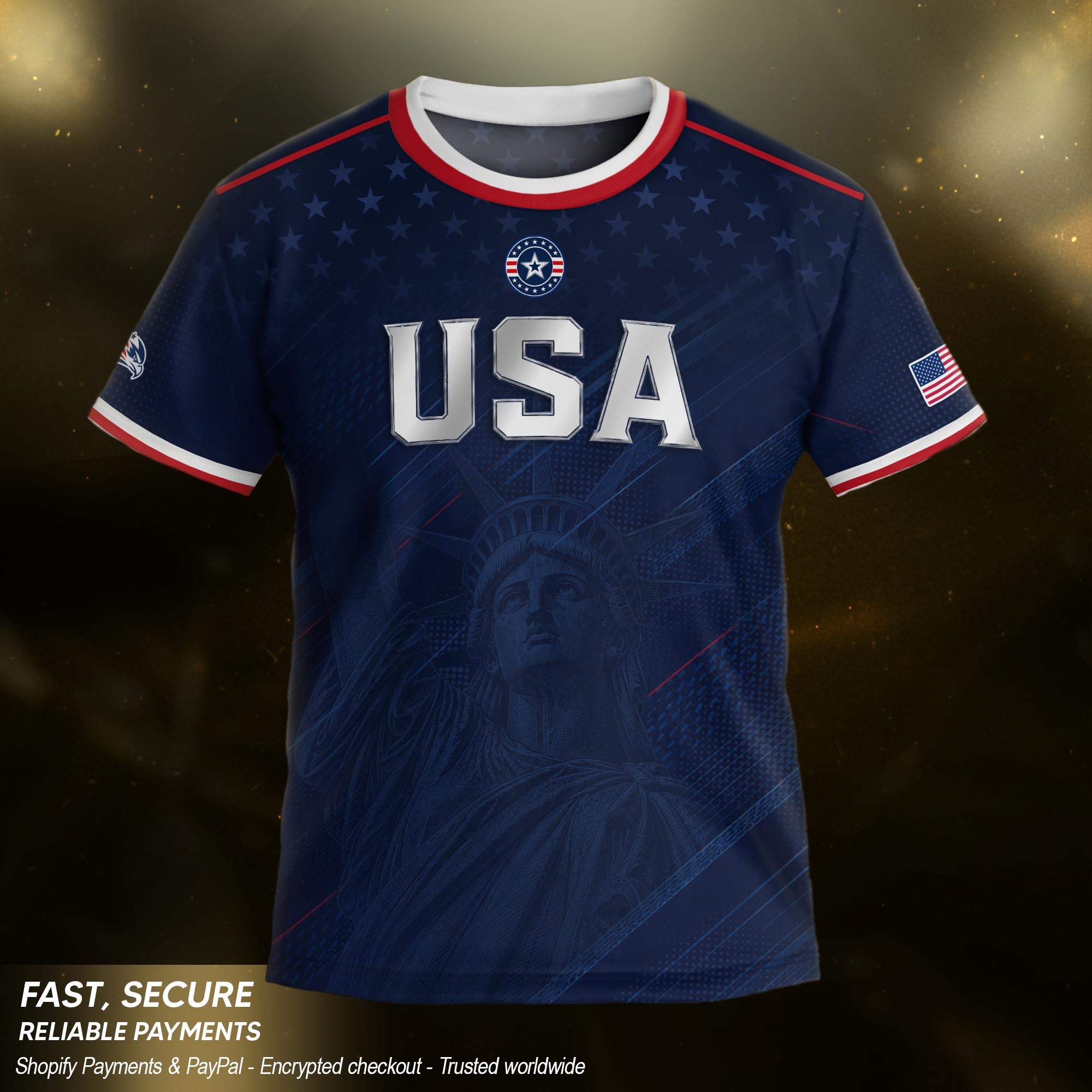USA Kids Soccer Jersey Set Navy Blue Eagle Shield Youth Football Kit