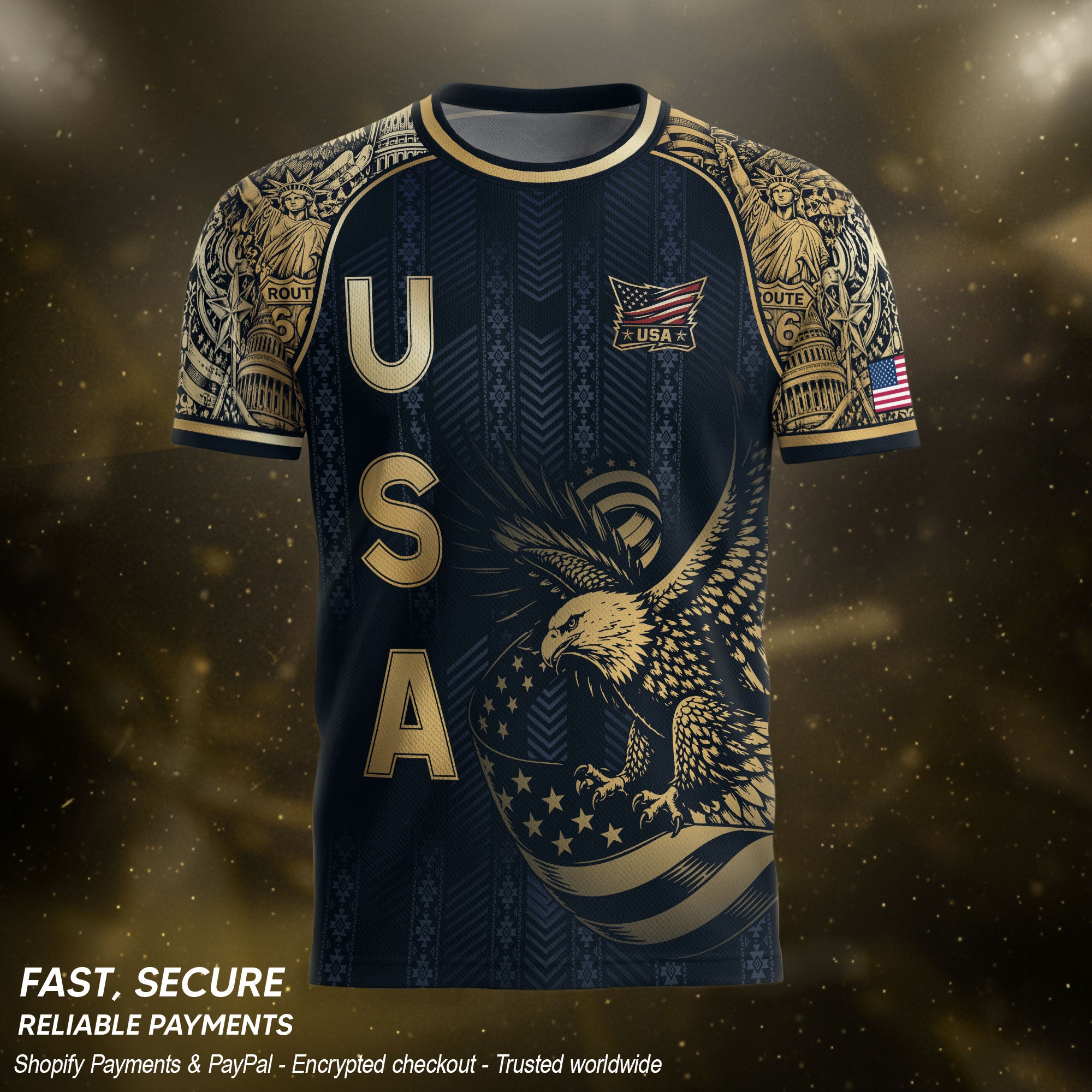 Adult Soccer Jersey Blue Edition Elite Eagle Emblem Patriotic Athletic Sport Top