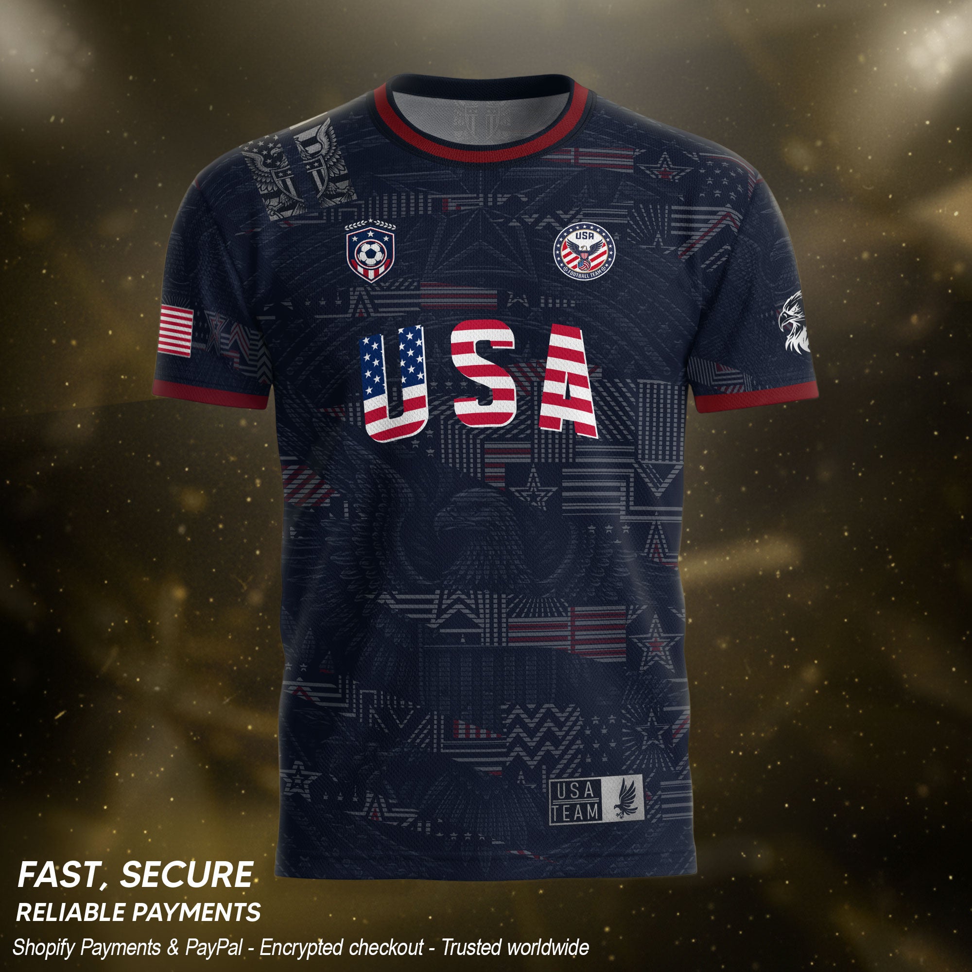 Adult Men Women USA Soccer Jersey Patriotic Flag Letters United States Fan Shirt