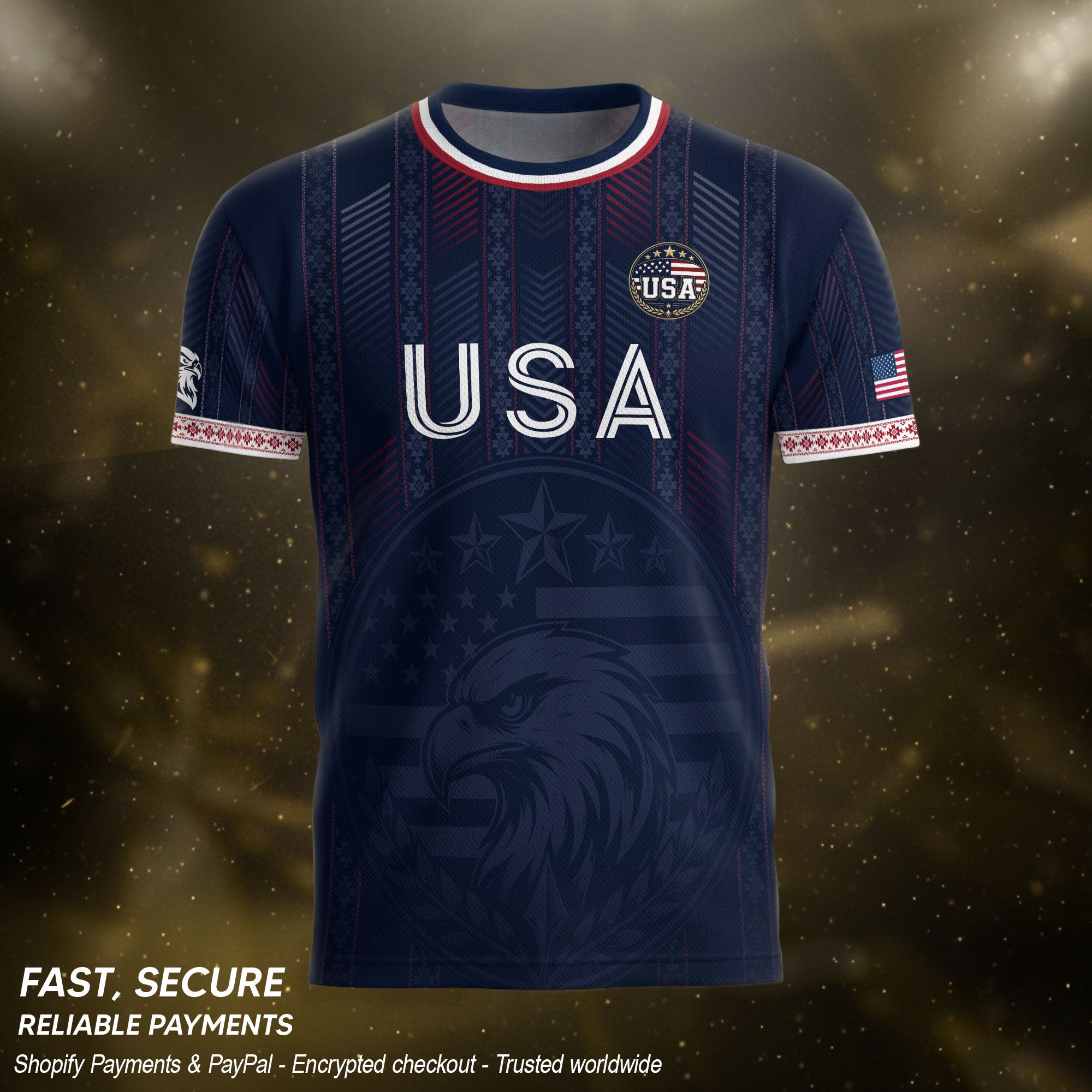 Navy Blue USA Soccer Jersey Patriotic Eagle Football Shirt American Flag Inspired Sports Fan Apparel for Men