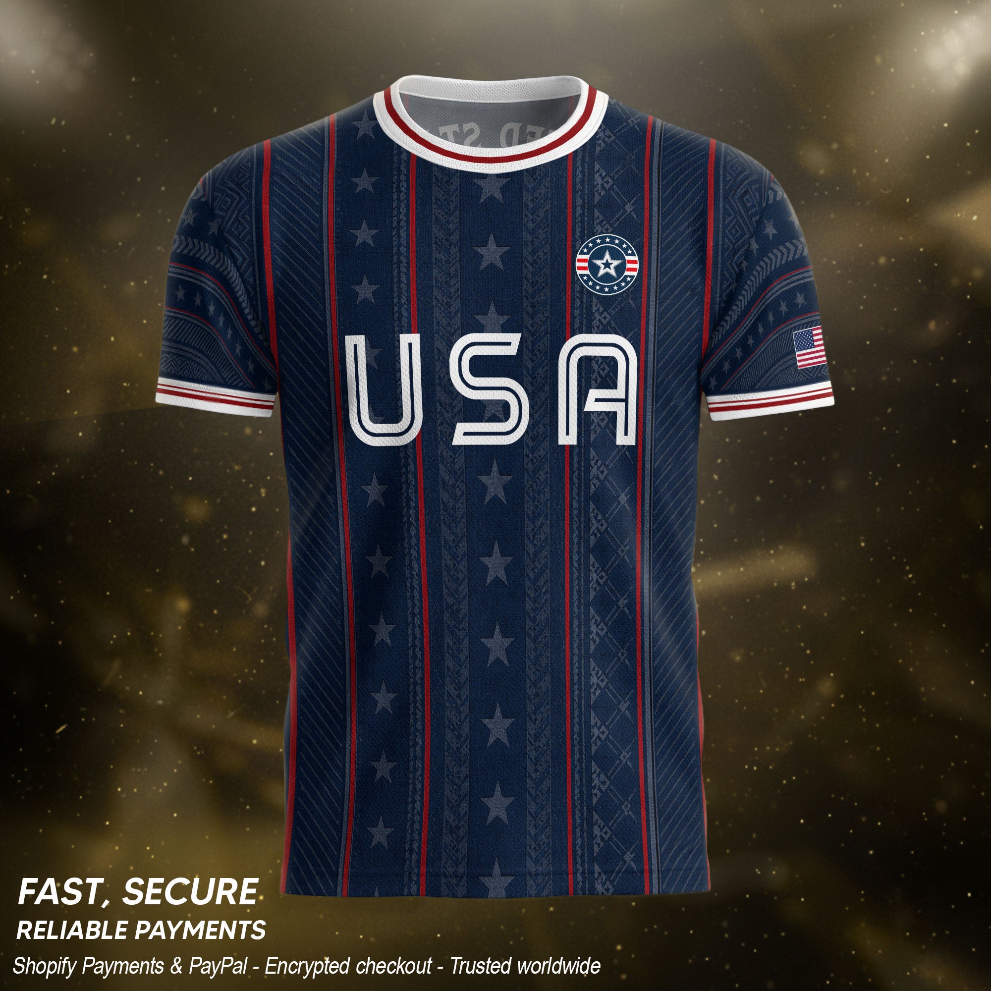 Navy USA Soccer Jersey American Pride Graphic Stripe Soccer Shirt Patriotic Fan Gear