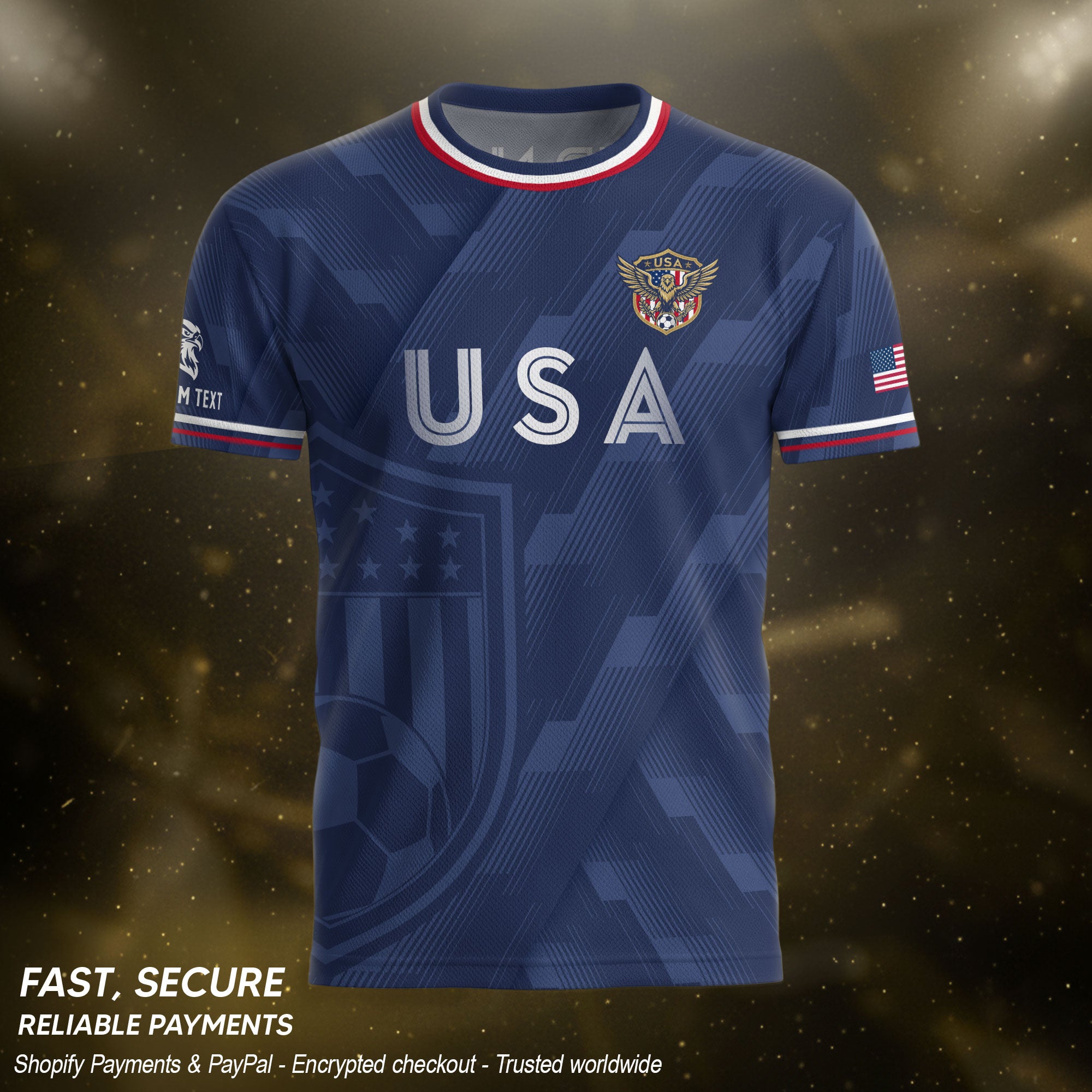 USA Soccer Jersey Style Adult Shirts Custom Name Number Personalized Athletic Top