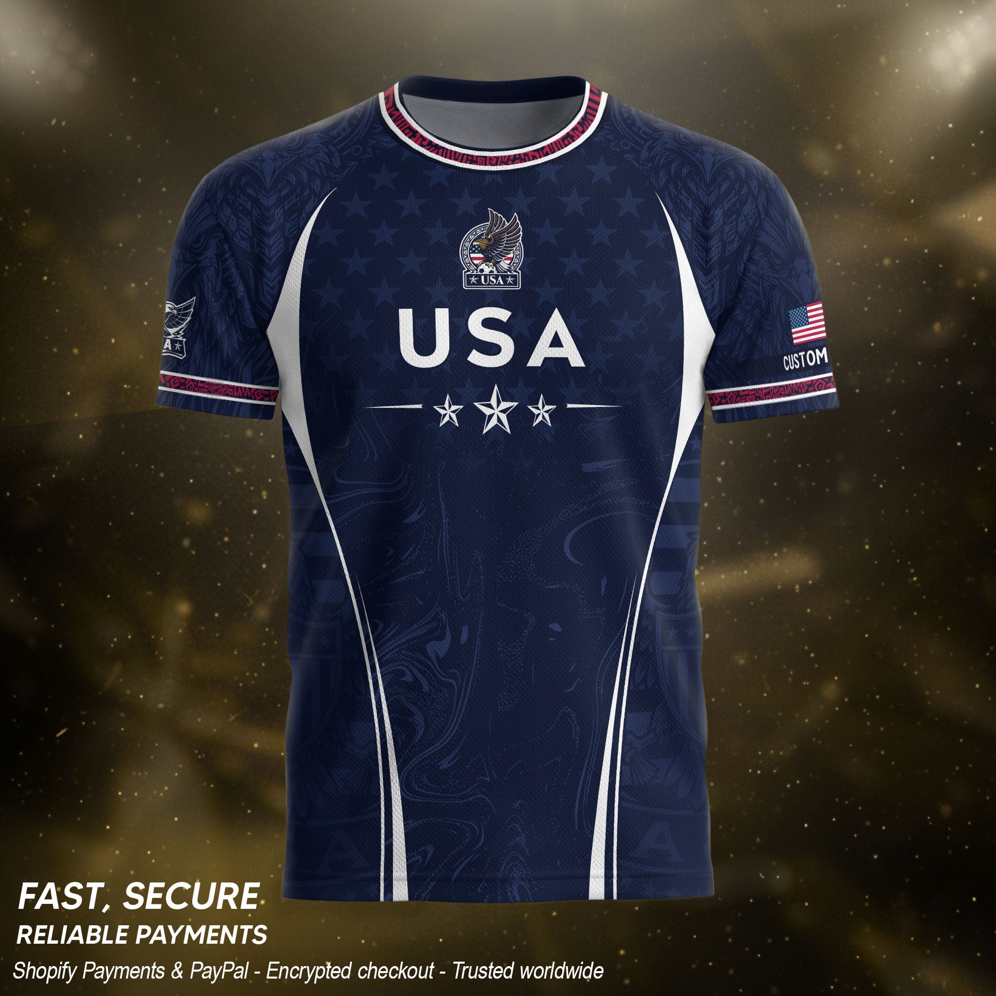 Men Athletic Sport T Shirt Outfits Personalized Custom Name USA Stars Soccer Jersey