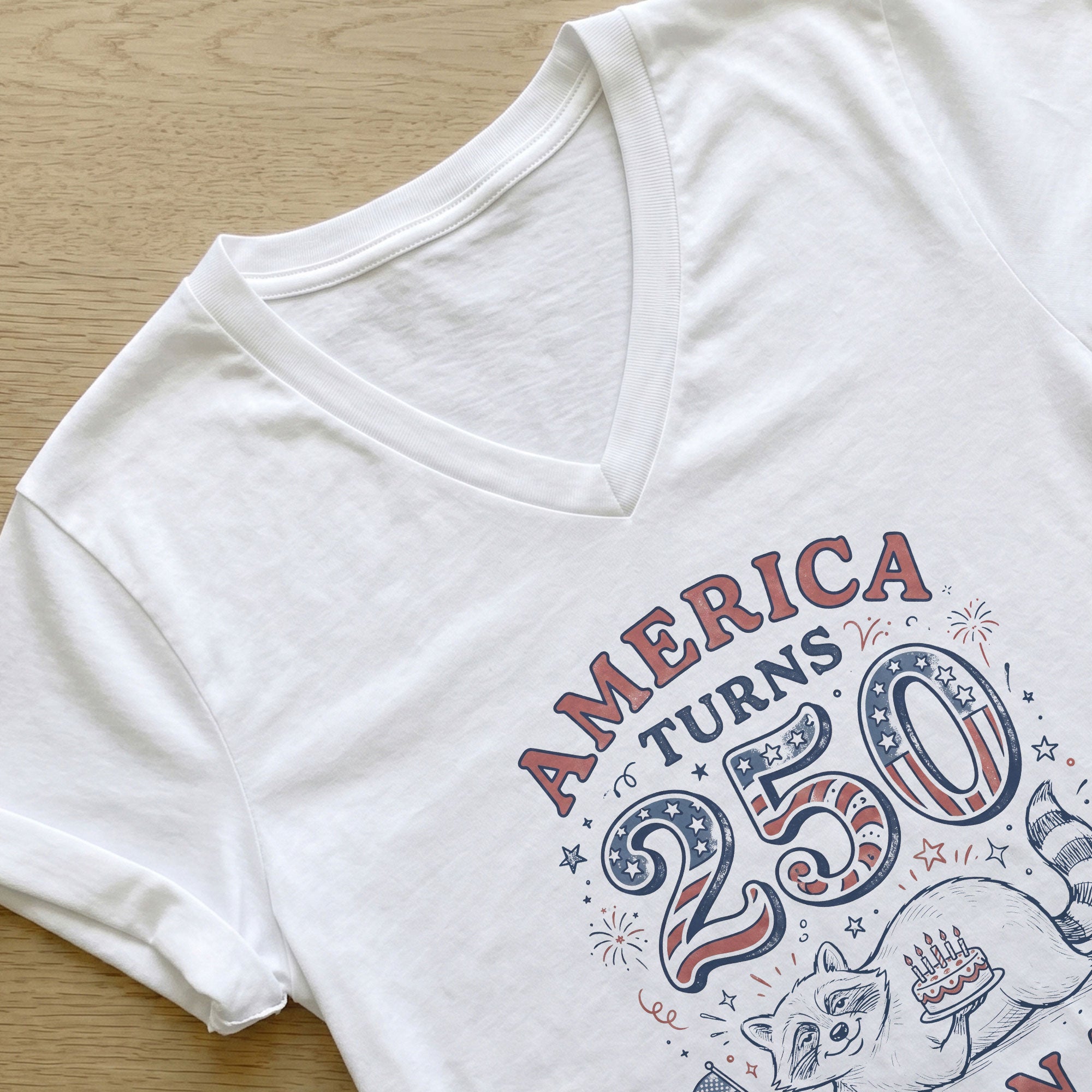 Funny America 250th Birthday and My 50th Birthday Raccoon Holding Cake and USA Flag Shirt
