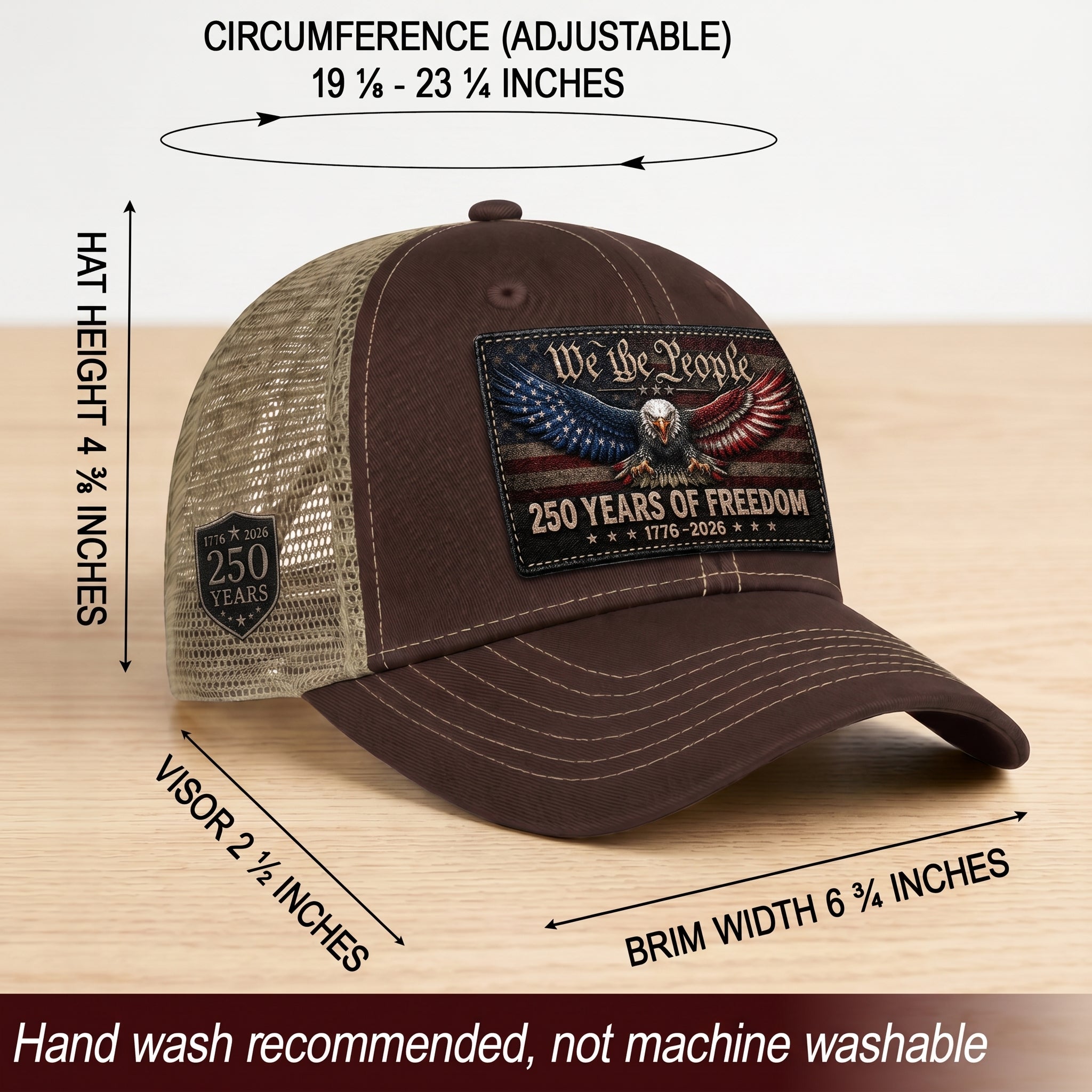 We The People 250 Years Of Freedom Hat - US Patriotic 1776-2026 American Flag Cap