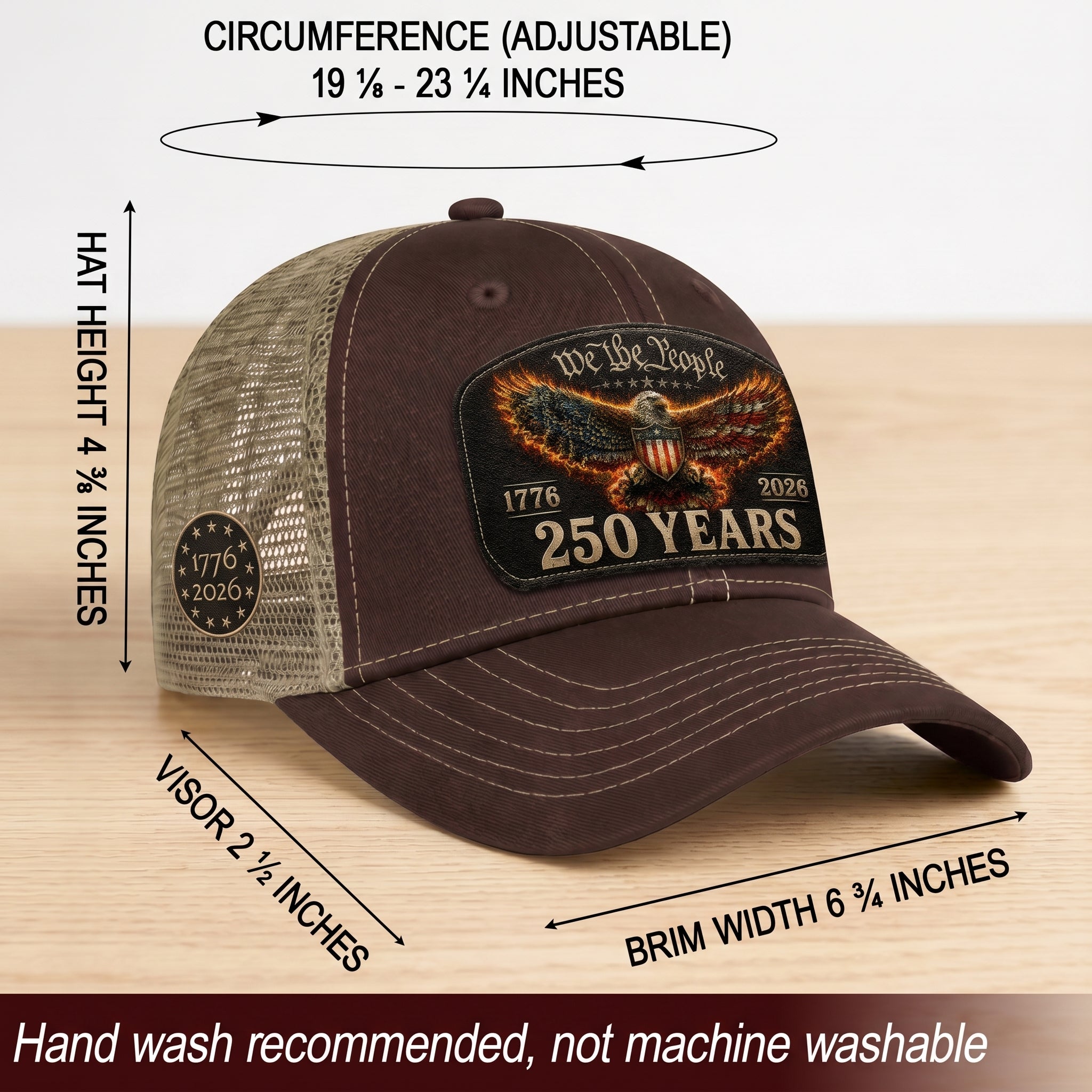 We The People 250 Years Trucker Hat - Patriotic 1776-2026 American Flag Eagle Cap