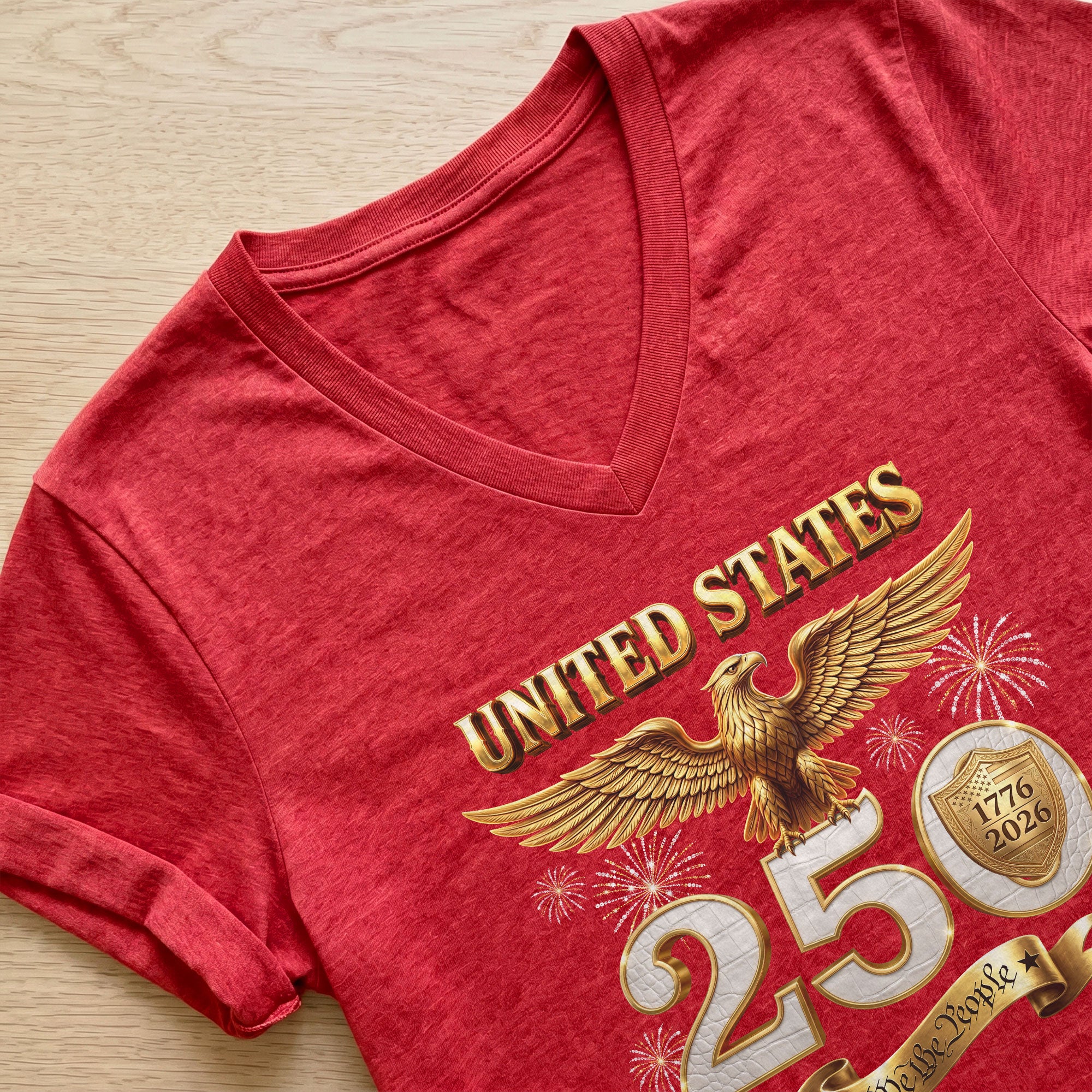United States 250 Year Anniversary T Shirt We The People Patriotic V Neck Graphic Tee