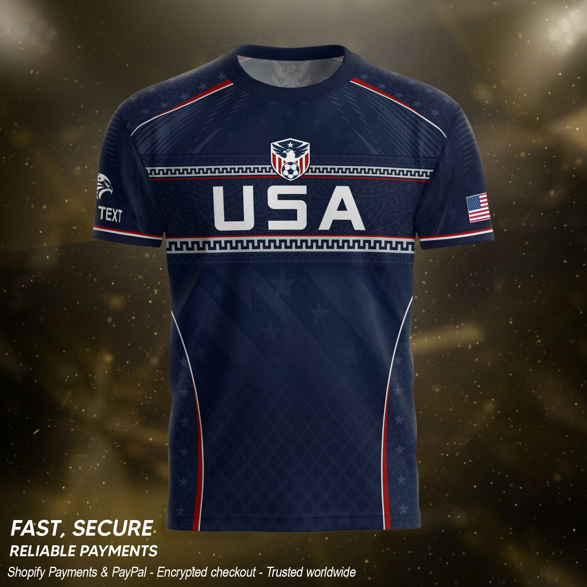 USA Soccer Jersey Custom Name Number Patriotic Navy Blue Athletic Sportswear Outfit