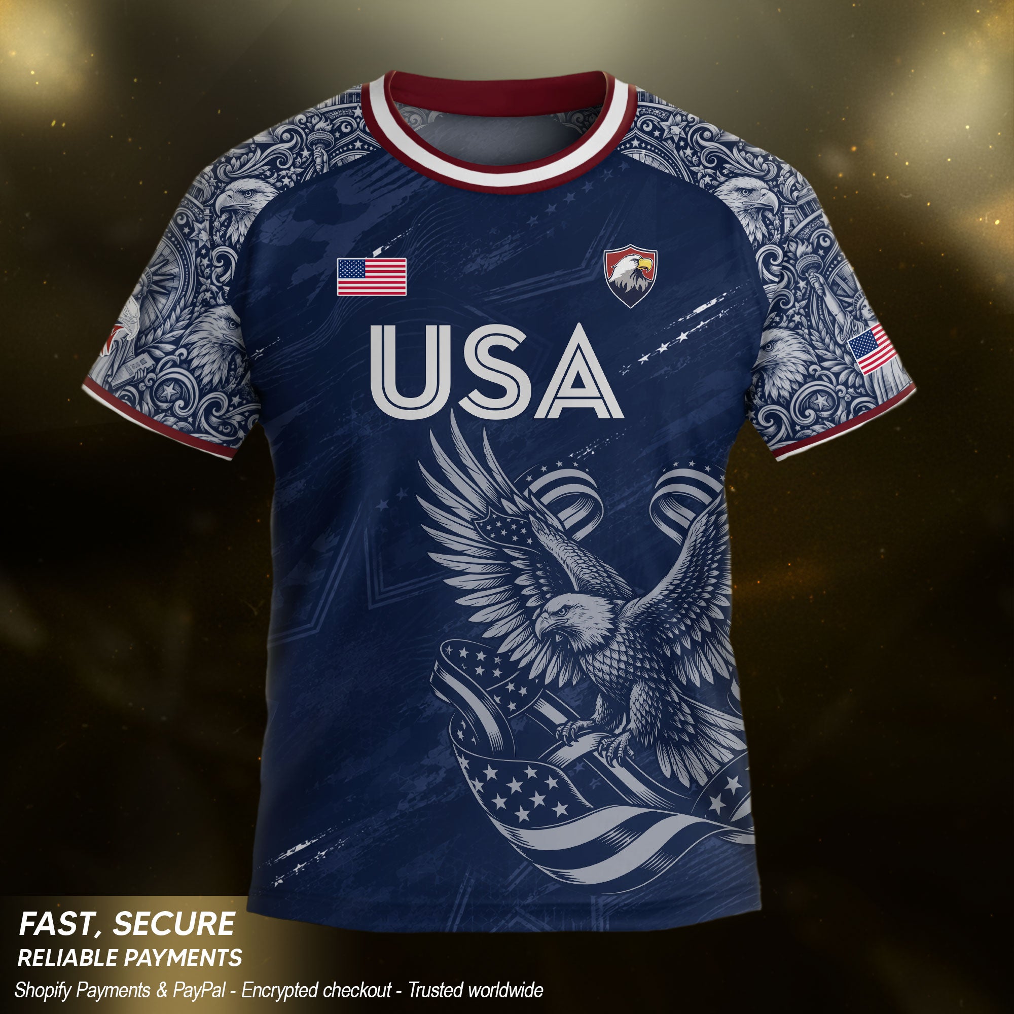 USA Kid Soccer Jersey Statue of Liberty Eagle Football Shirt Navy Youth Graphic Top