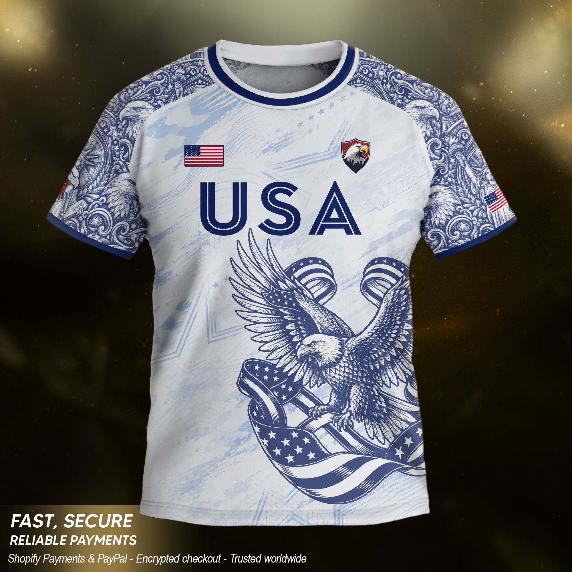 USA Kid Soccer Jersey Statue of Liberty Eagle Football Shirt White Youth Graphic Top