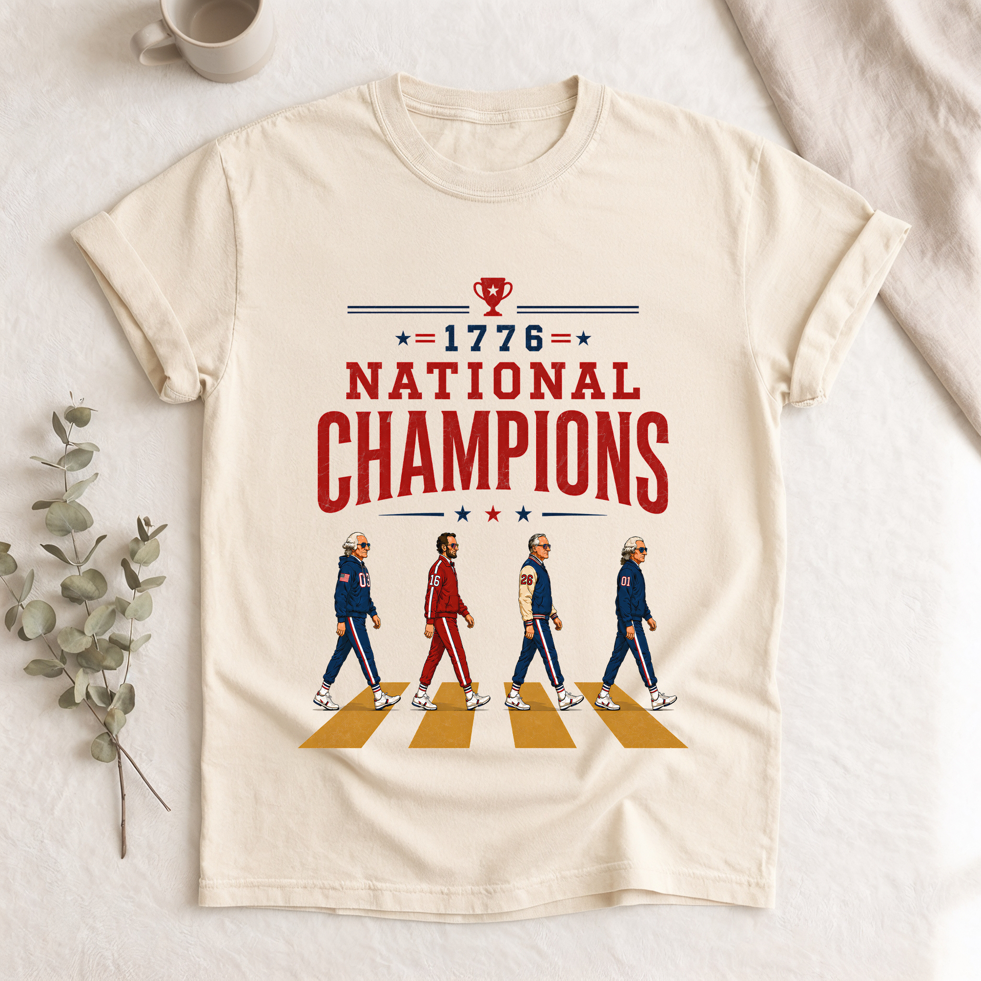 Vintage Abbey Road US Presidents 1776 National Champions White Unisex Regular Fit Tee