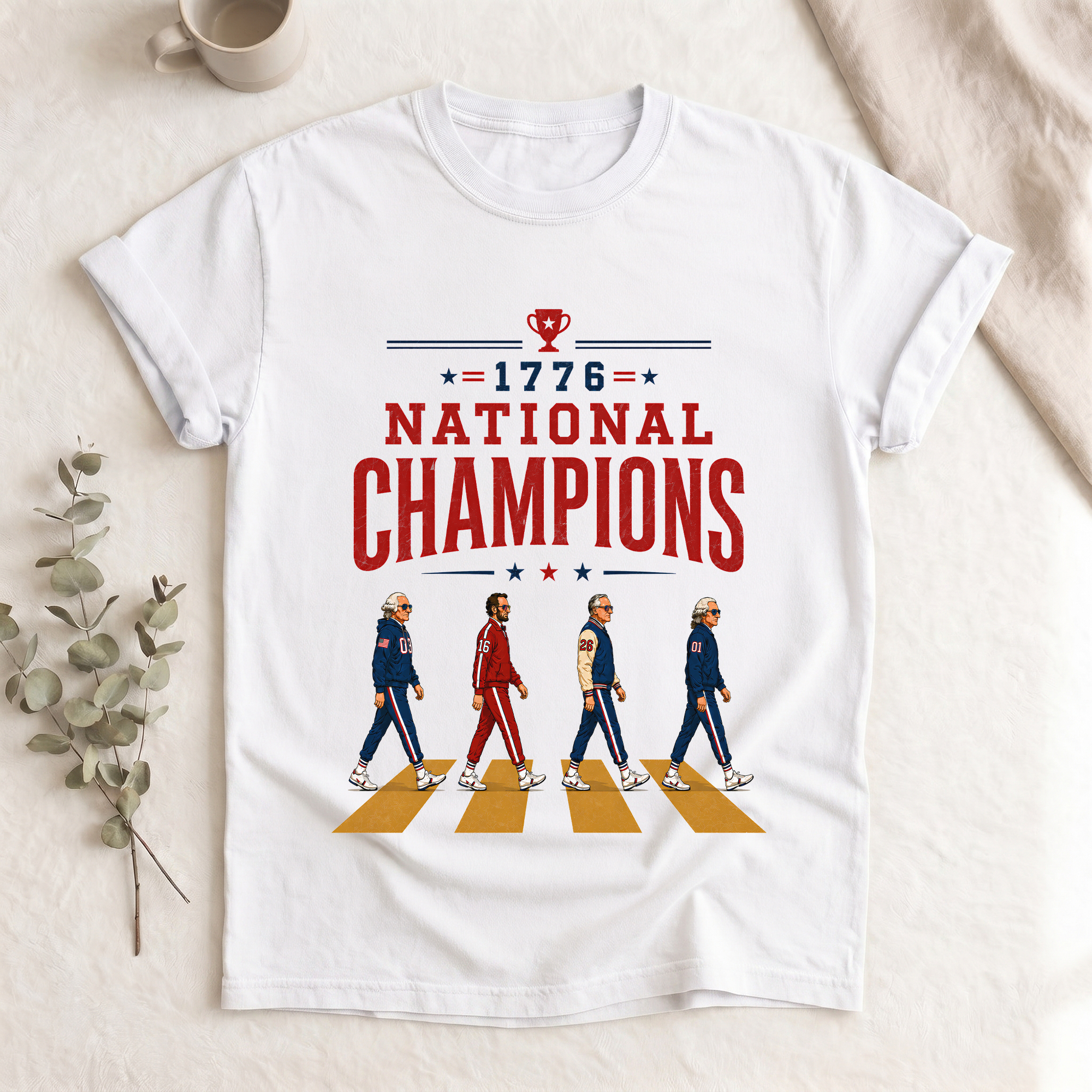 Vintage Abbey Road US Presidents 1776 National Champions White Unisex Regular Fit Tee
