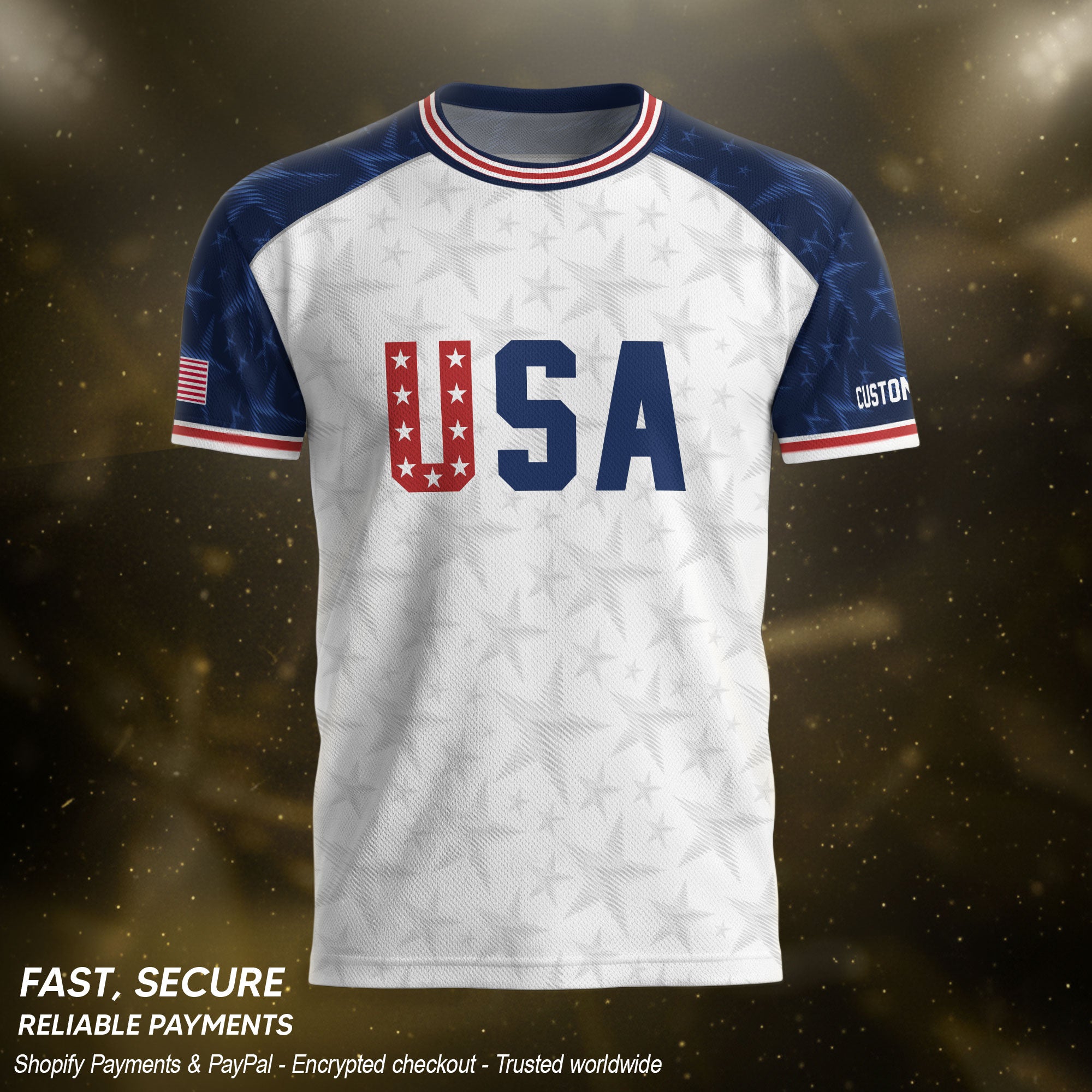 Personalized USA Soccer Jersey Custom Name Number Patriotic Outdoor Sportswear Clothing