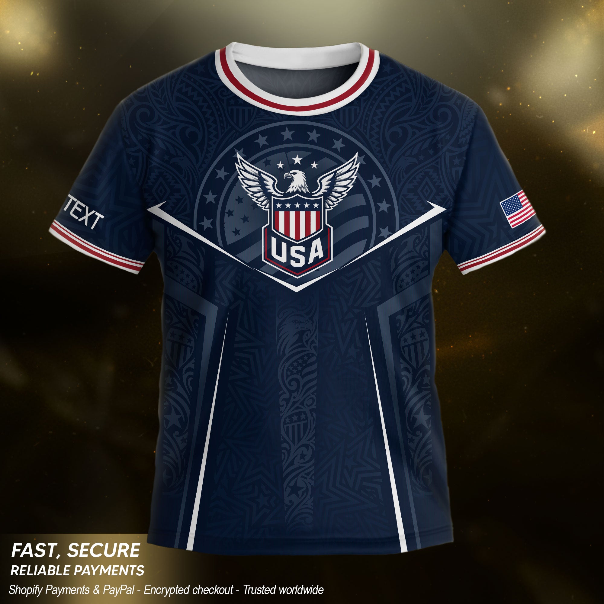 Custom Navy Blue USA Soccer Jersey and Shorts Set Kid Personalized Name and Number